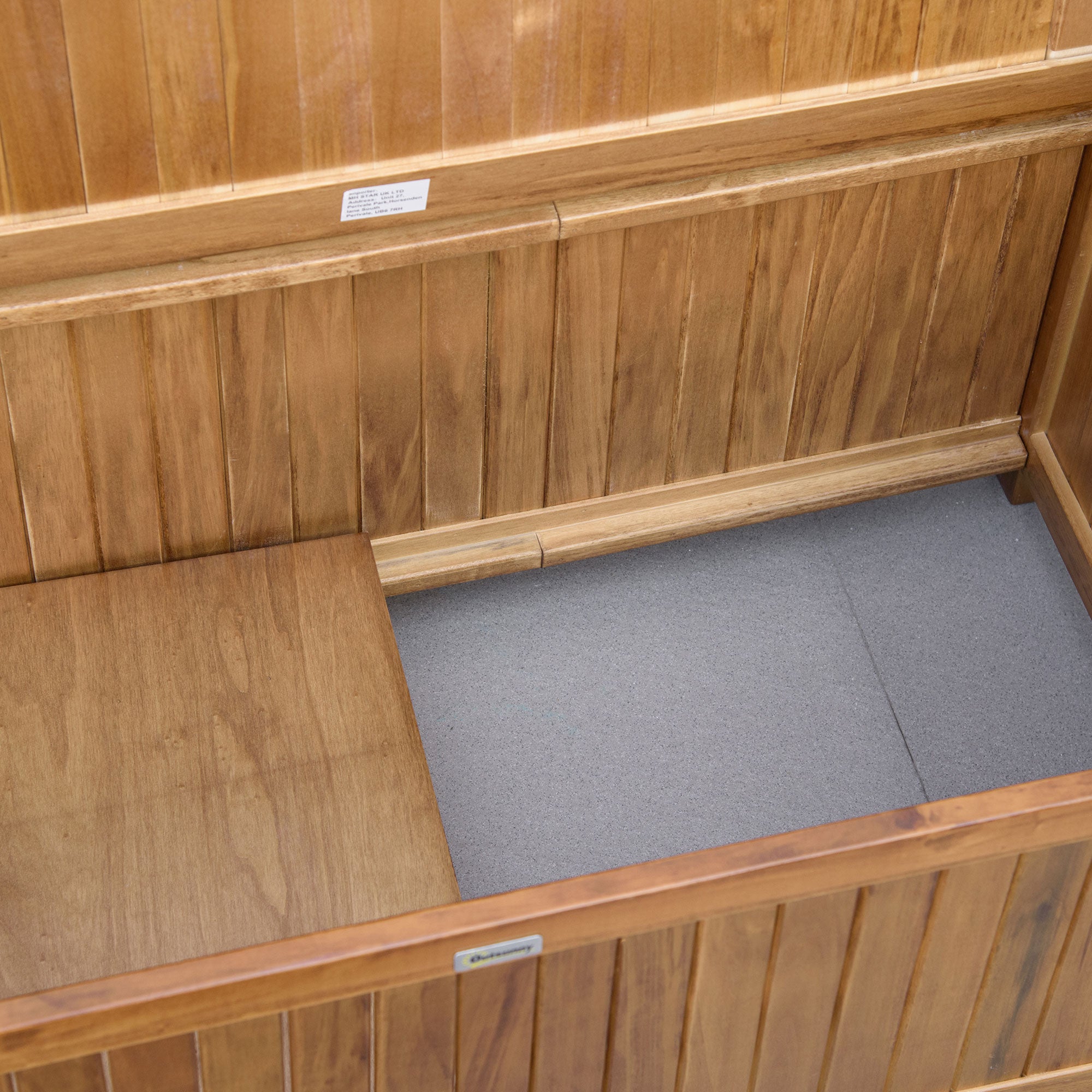 Outsunny Two-Seater Wooden Storage Bench - Natural Finish - North Peak Garden Furniture