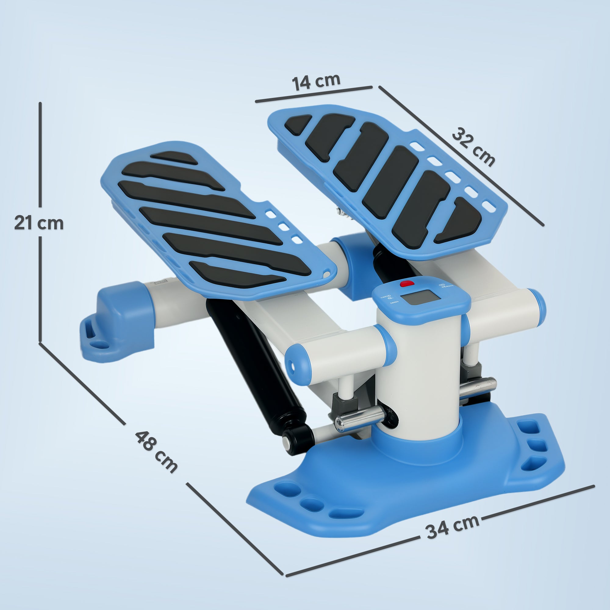 HOMCOM Portable Mini Stepper, Steppers for Exercise Workout with LCD Display Monitor, Anti-skid Foot Pedals for Home Gym Office, Blue - North Peak Garden Furniture