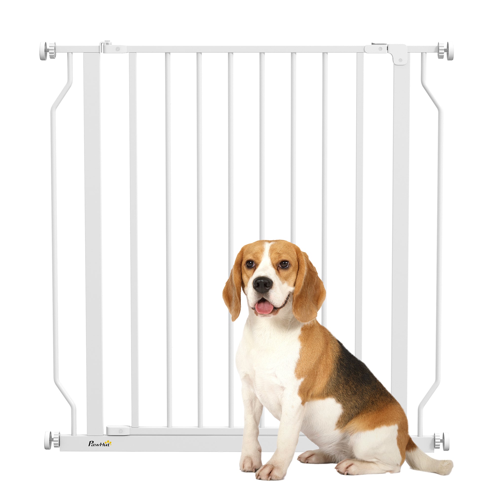 PawHut Extra Wide Dog Safety Gate, with Door Pressure, for Doorways, Hallways, Staircases - White - North Peak Garden Furniture