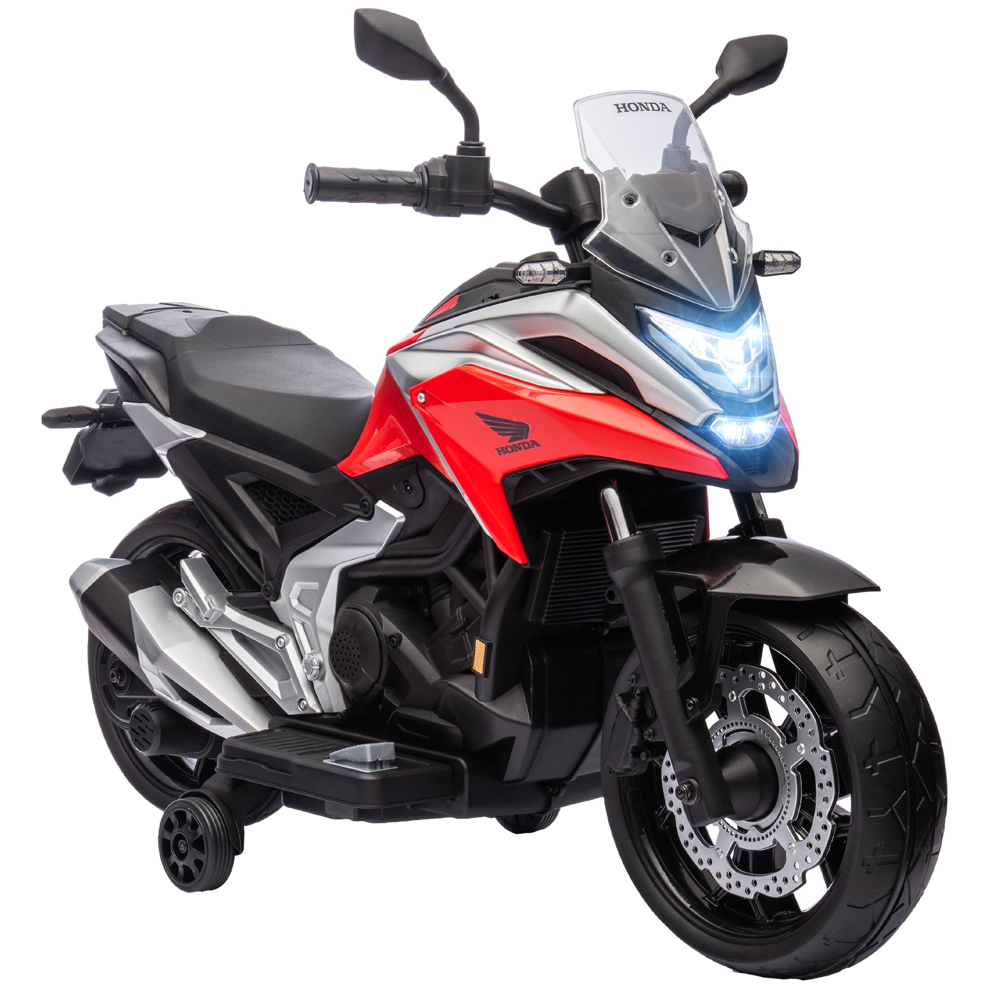 AIYAPLAY 12V Honda Licensed Kids Electric Motorbike w/ Music, Headlights, Early Education Function, for Ages 3-6 Years, Red - North Peak Garden Furniture