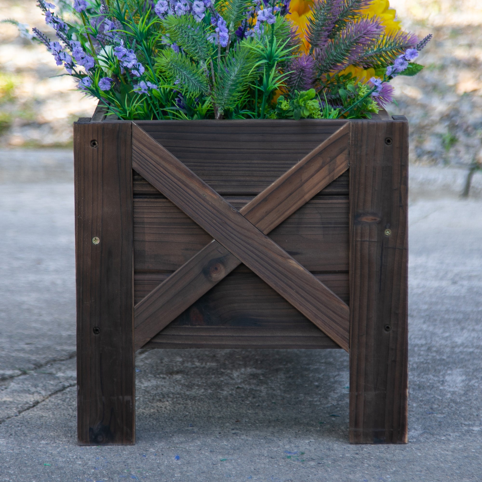 Outsunny 58L Garden Raised Bed Planter Grow Containers for Outdoor Patio Plant Flower Vegetable Pot Fir Wood, 100 x 36.5 x 36 cm - North Peak Garden Furniture