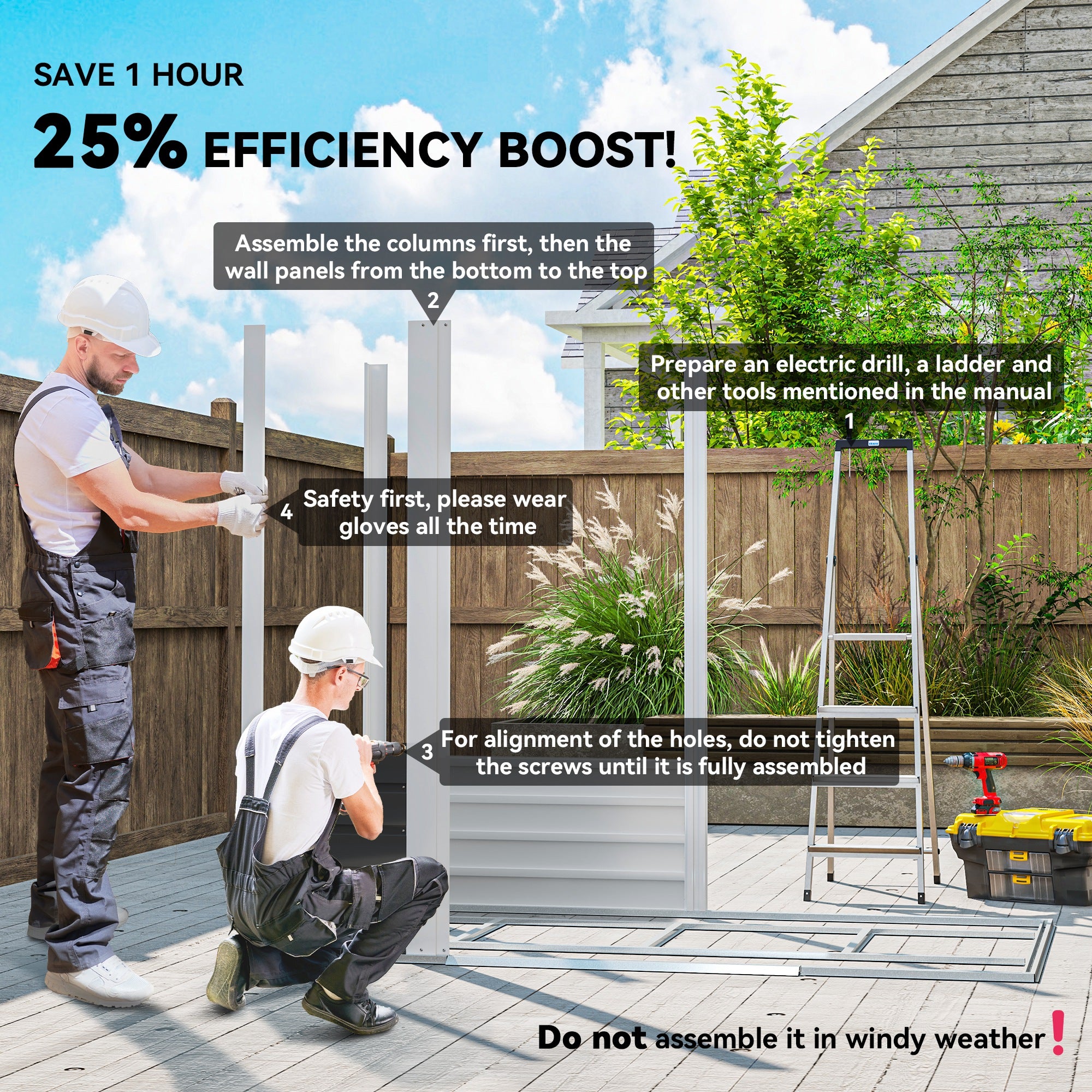 Outsunny 7 x 4ft Garden Shed, Easy to Assemble, Upgraded Galvanised Steel Frame with Foundation Kit, Double Doors with Lock, Outdoor Metal Shed with Vents and Gloves, Garden Storage Shed, Dark Grey - North Peak Garden Furniture