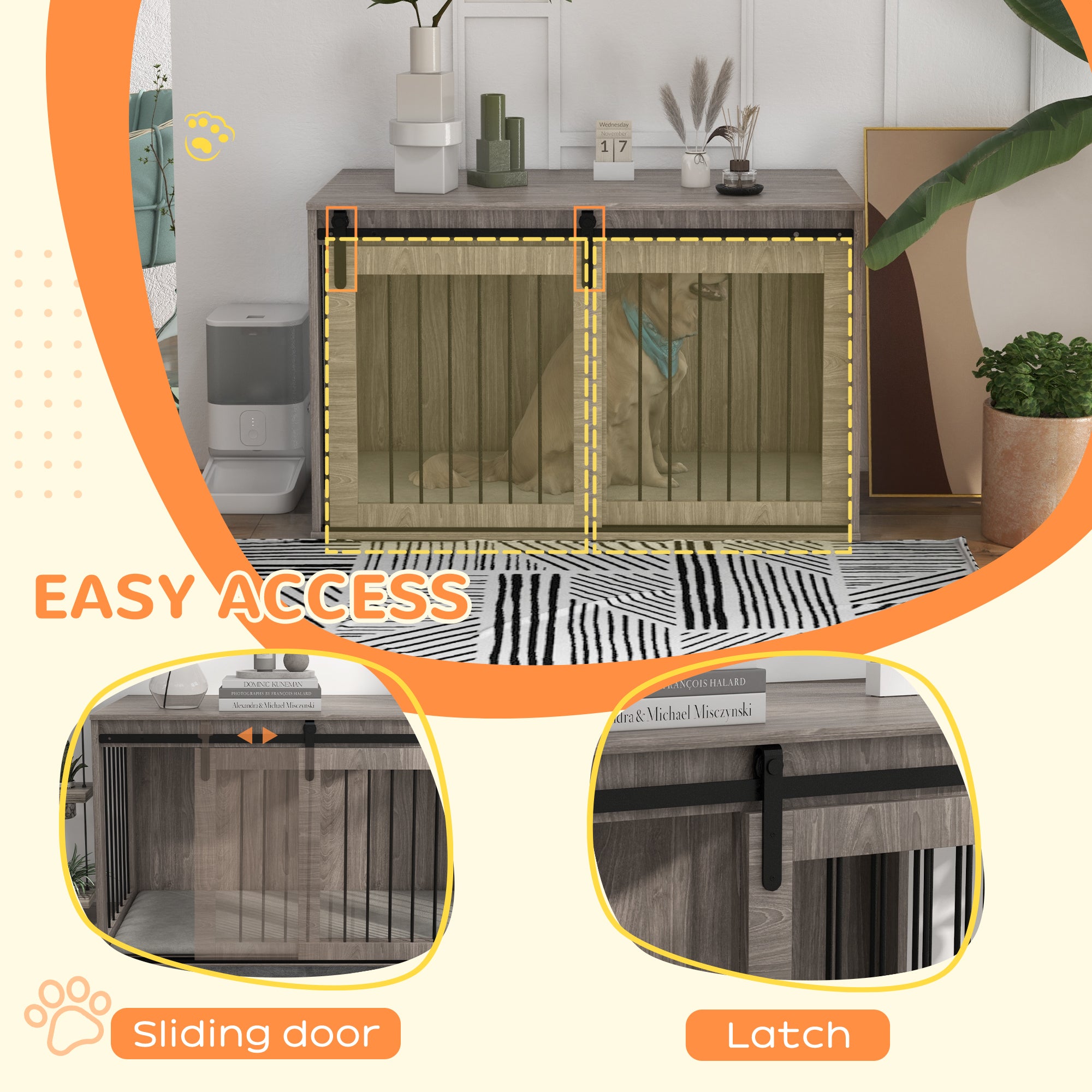 PawHut 118cm Dog Crate Furniture with Removable Cushion for Extra Large Dogs - Brown - North Peak Garden Furniture