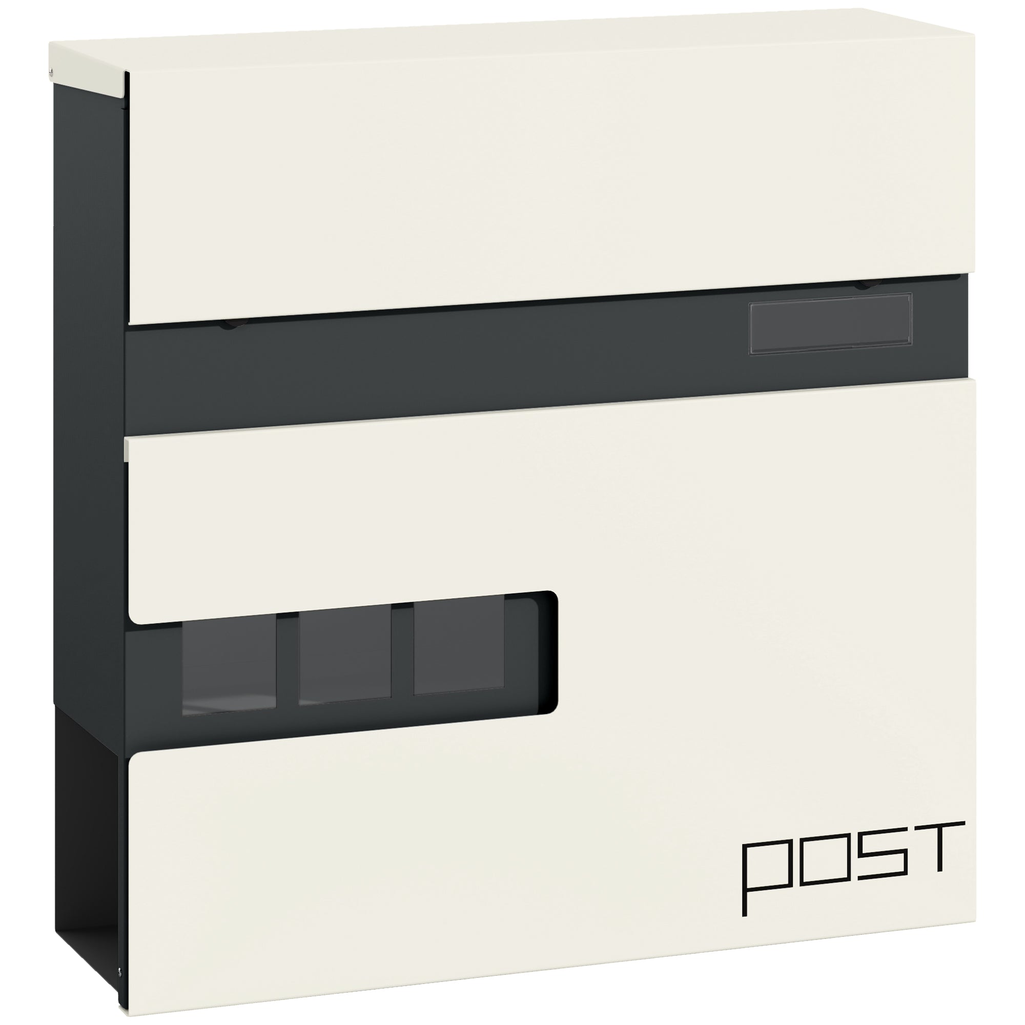 HOMCOM Locking Galvanised Steel Letterbox - White/Black - North Peak Garden Furniture