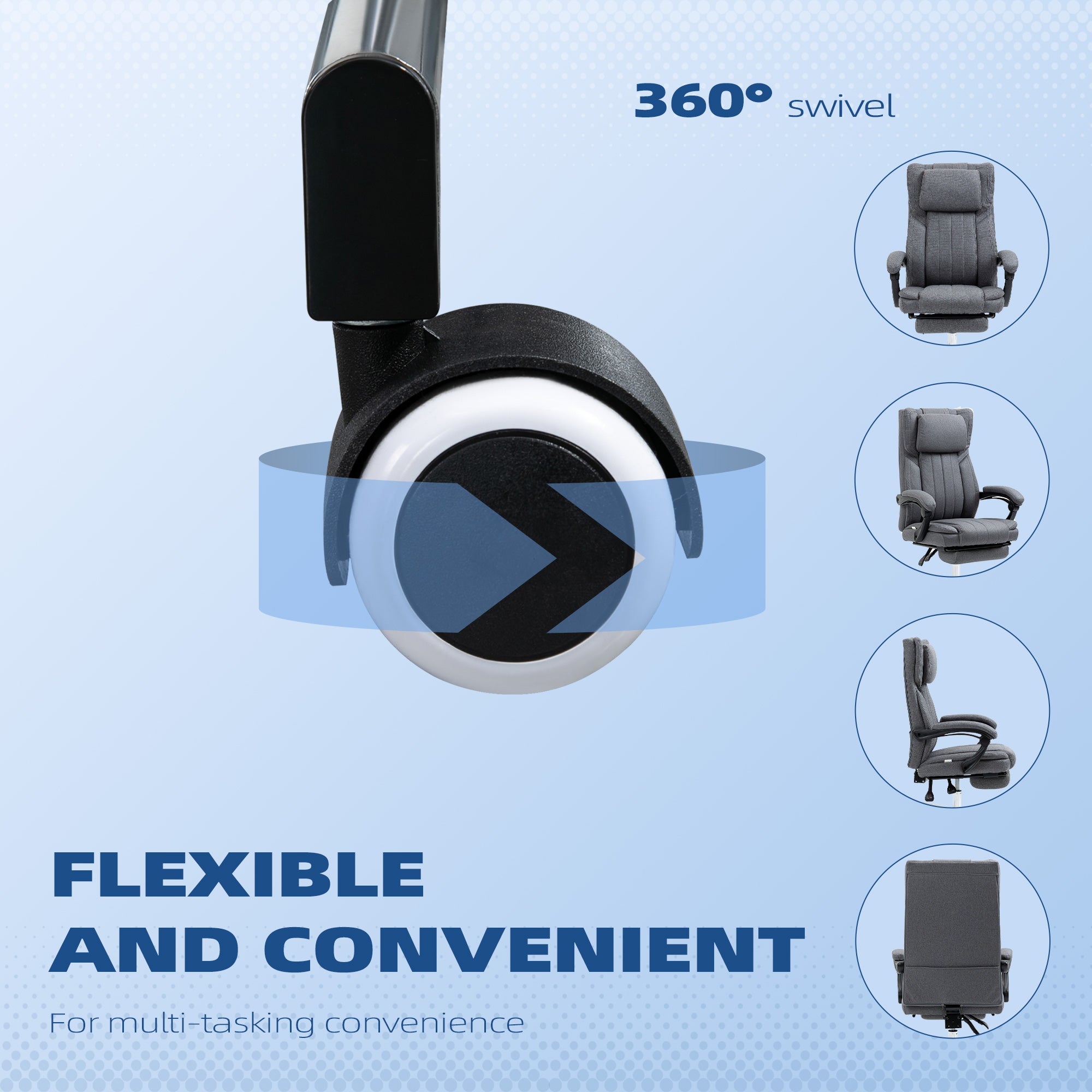 HOMCOM High Back Computer Desk Chair, Executive Office Chair with Adjustable Headrest, Footrest, Reclining Back, Dark Grey - North Peak Garden Furniture
