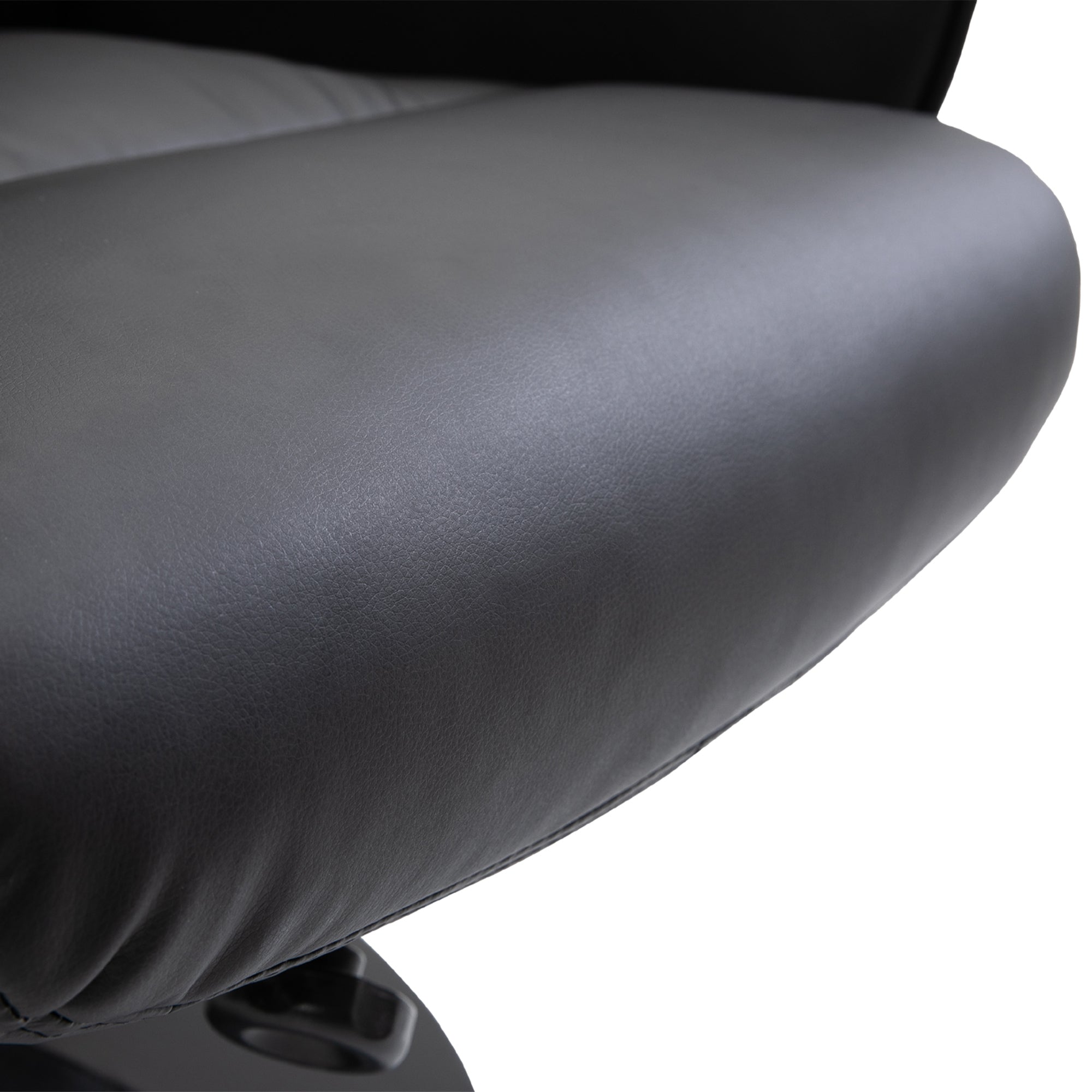 HOMCOM Swivel Recliner Chair with Footstool, PU Leather Armchair and Ottoman with High Back and Round Base for Living Room, Black - North Peak Garden Furniture
