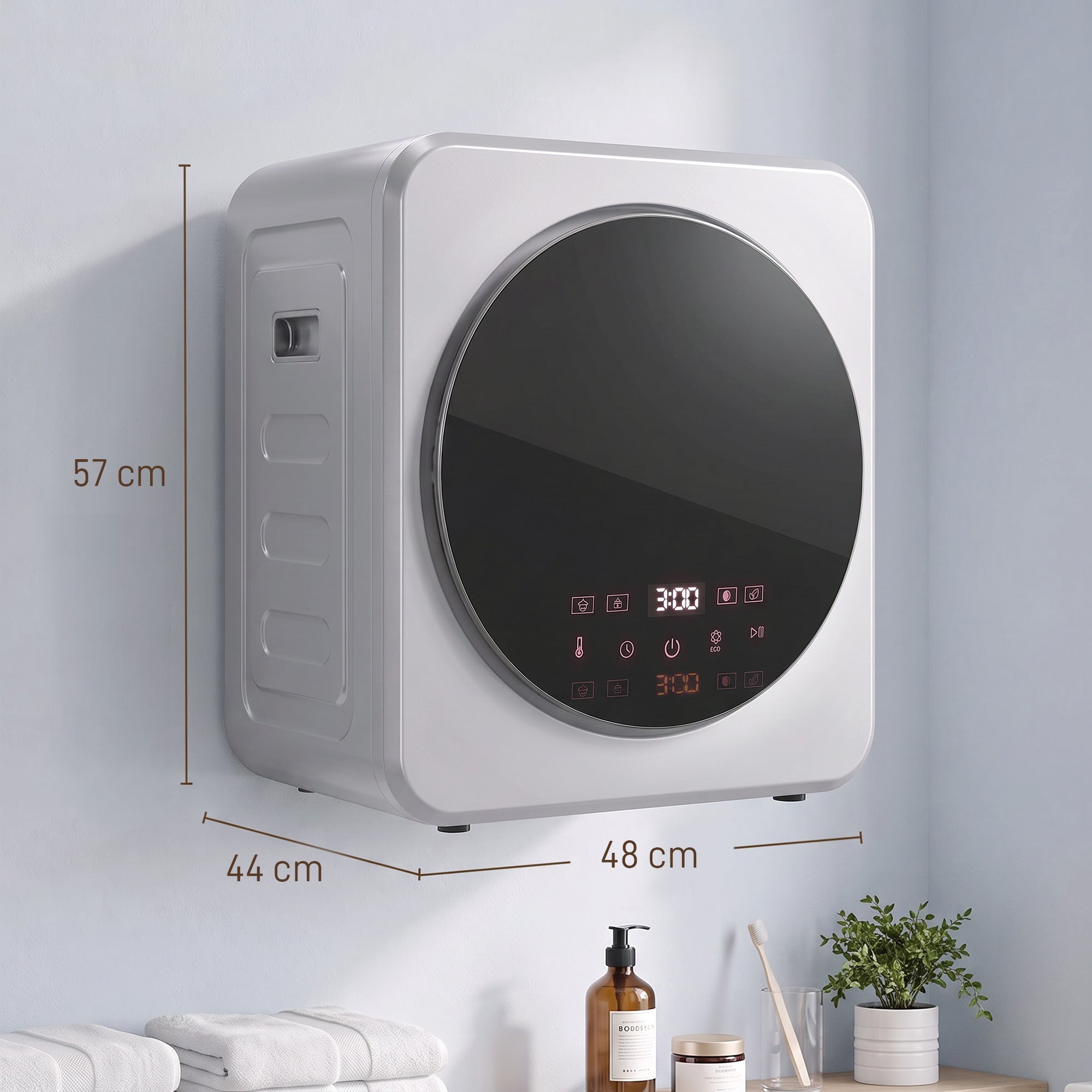 HOMCOM Vented Tumble Dryer, 4 kg Front Tumble Dryer with Stainless Steel Tub, 800W Compact Freestanding, Silver