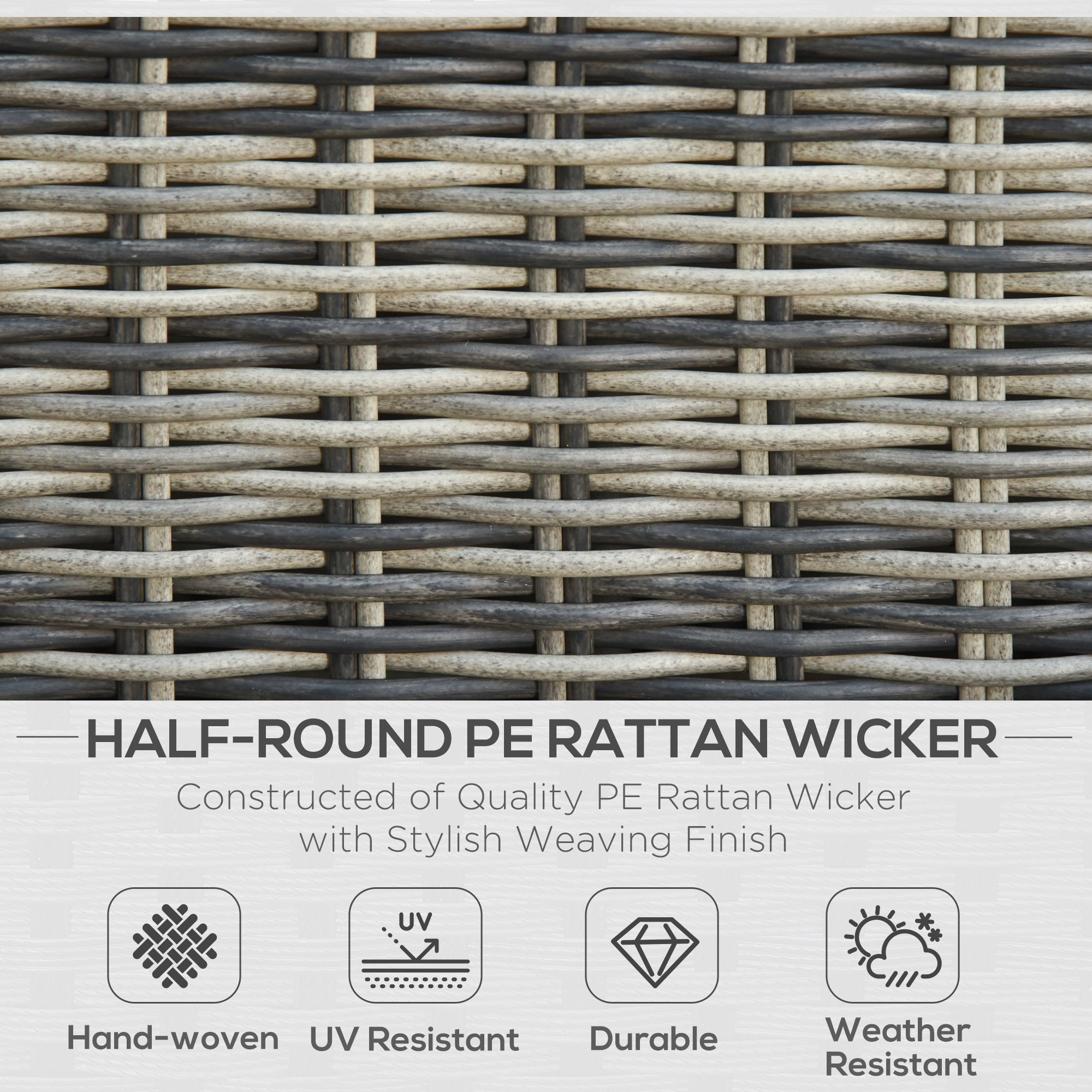 Outsunny Five Piece Rattan Armchair, Stool and Table Set - Mixed Grey - North Peak Garden Furniture