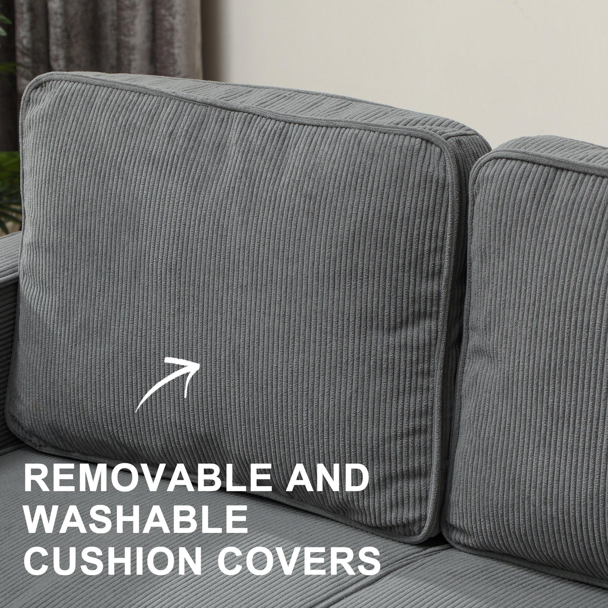 HOMCOM Small Two-Seater Corduroy Sofa - Grey - North Peak Garden Furniture