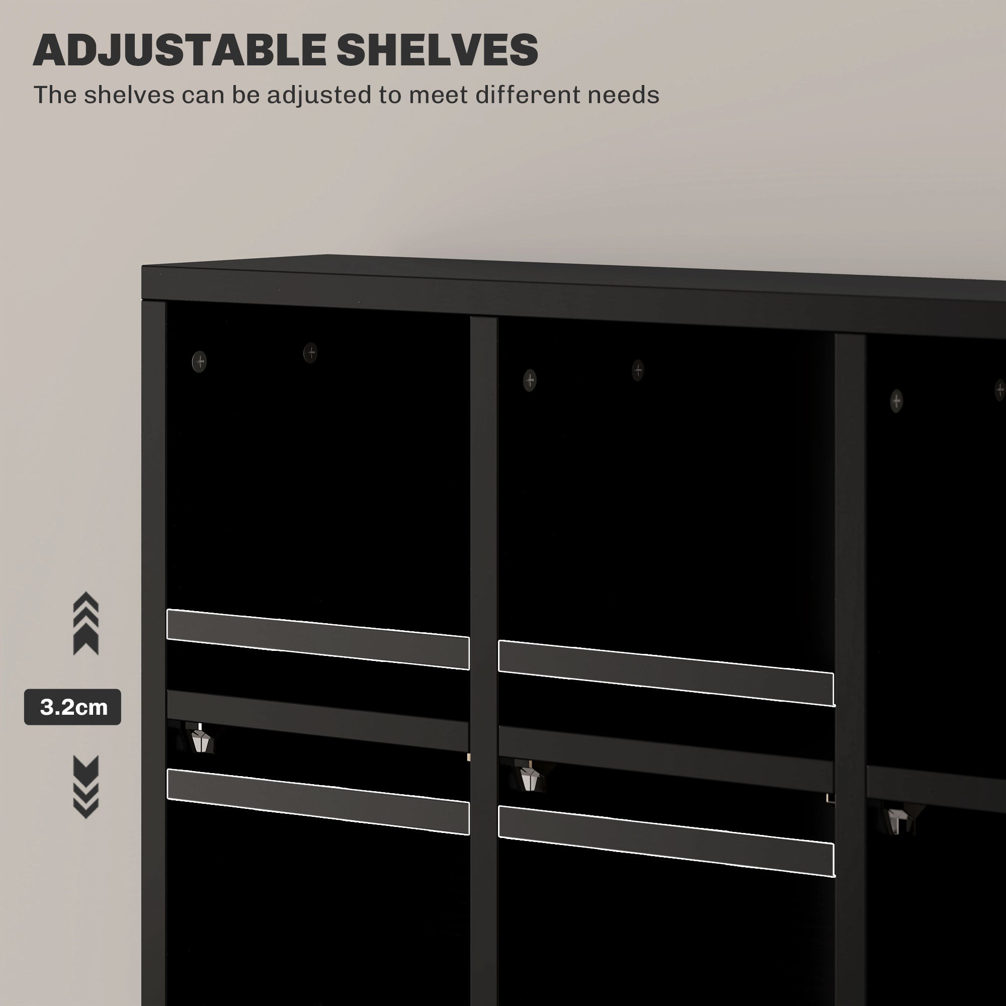 HOMCOM CD Storage Unit with Adjustable Shelves, 89 x 130.5 cm, Black - North Peak Garden Furniture