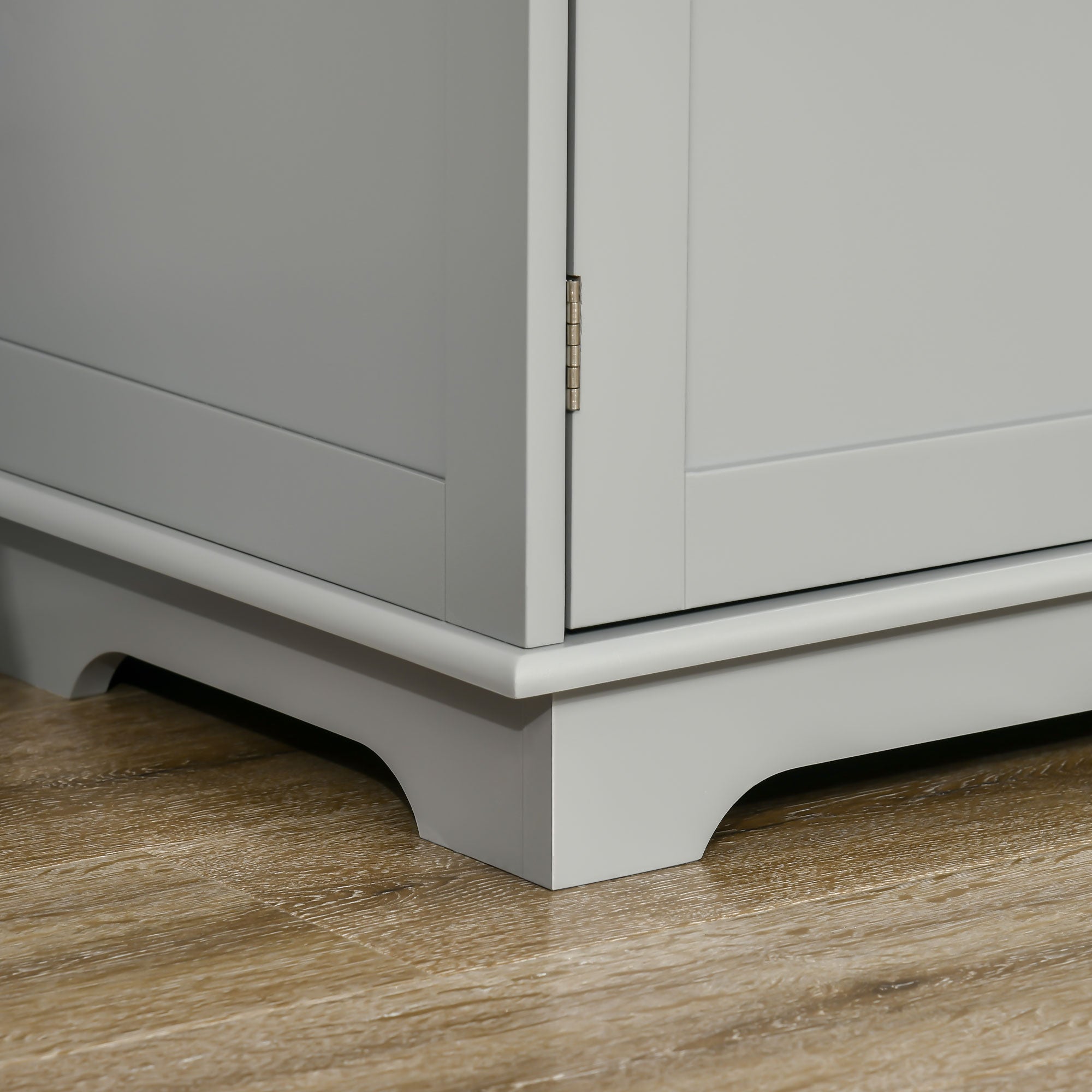 HOMCOM Sideboard with Rubberwood Top and Adjustable Shelves for Dining Room, Kitchen - Grey - North Peak Garden Furniture