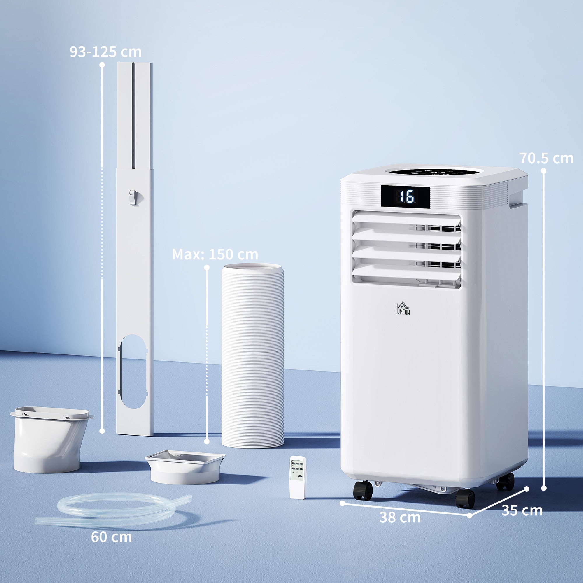 HOMCOM 10000 BTU Air Conditioning Unit, 3-in-1 Portable Air Conditioner, Dehumidifier, Cooling Fan with Remote Control, Digital Display, 2 Speeds, 24H Timer, Window Venting Kit, 22m²