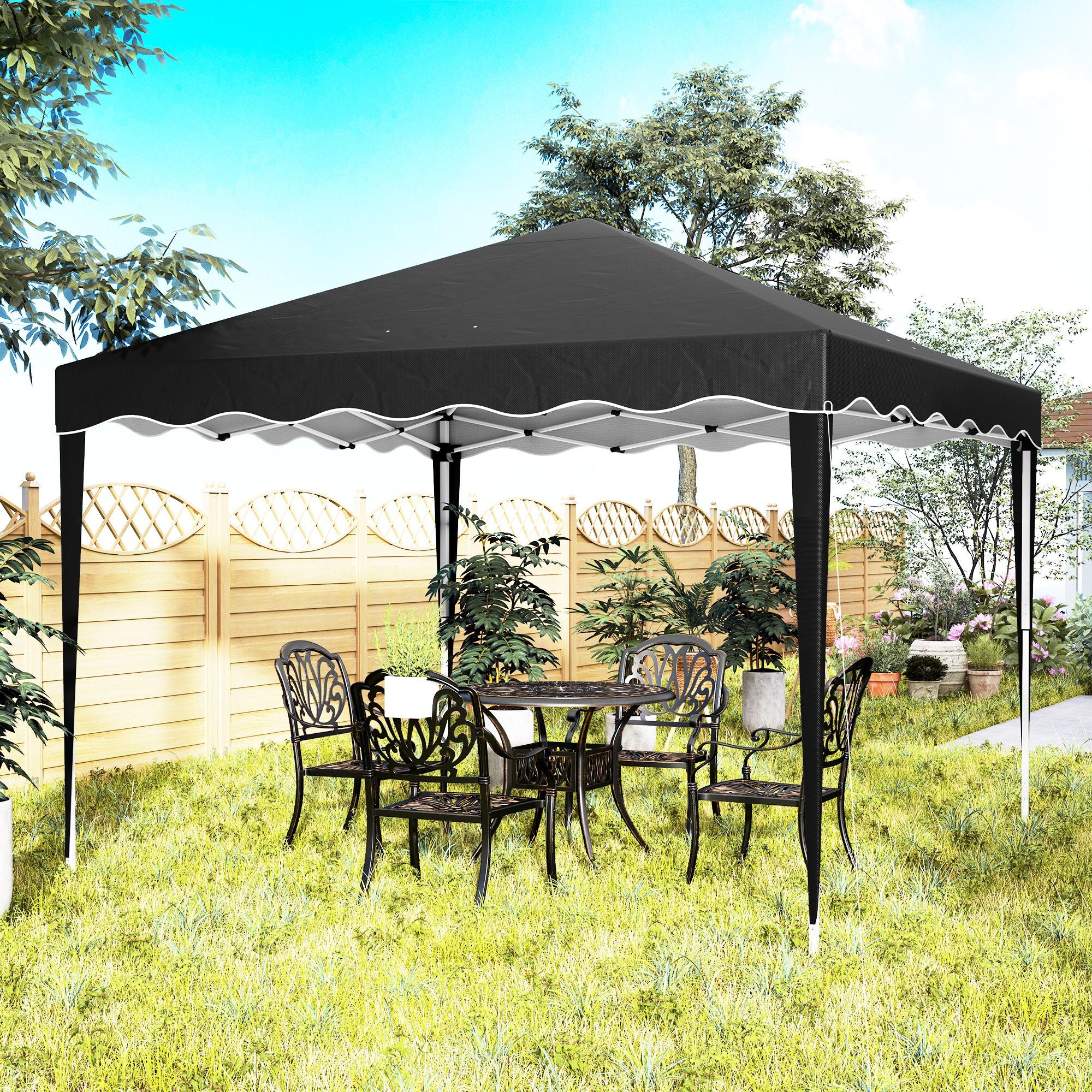 Outsunny 3 x 3cm Adjustable Height Pop-Up Gazebo, with Bag - Black - North Peak Garden Furniture
