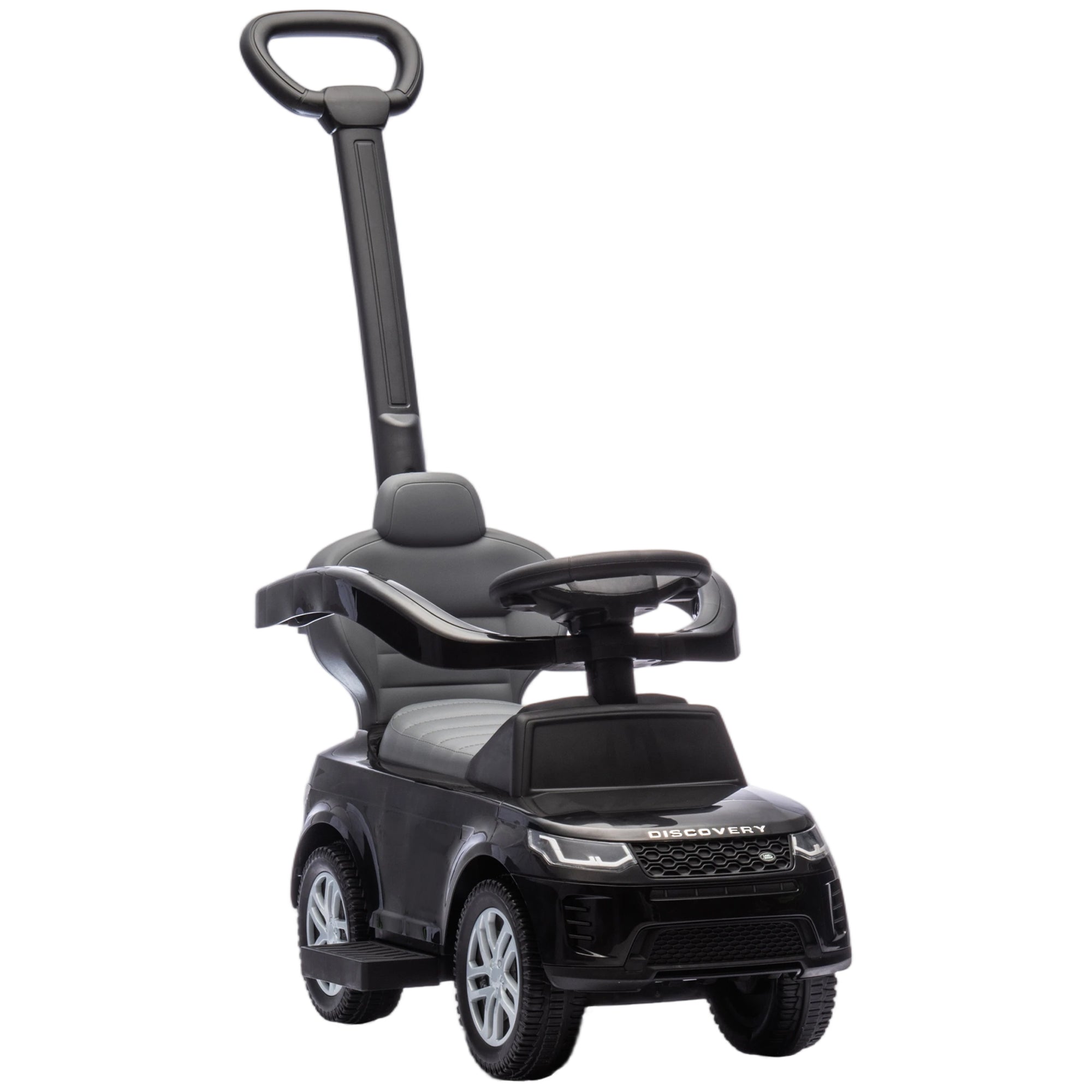 AIYAPLAY LAND ROVER DISCOVERY Licensed Baby Push Car, 2-in-1 Ride on Car with Push Handle and Safety Guardrail, Black
