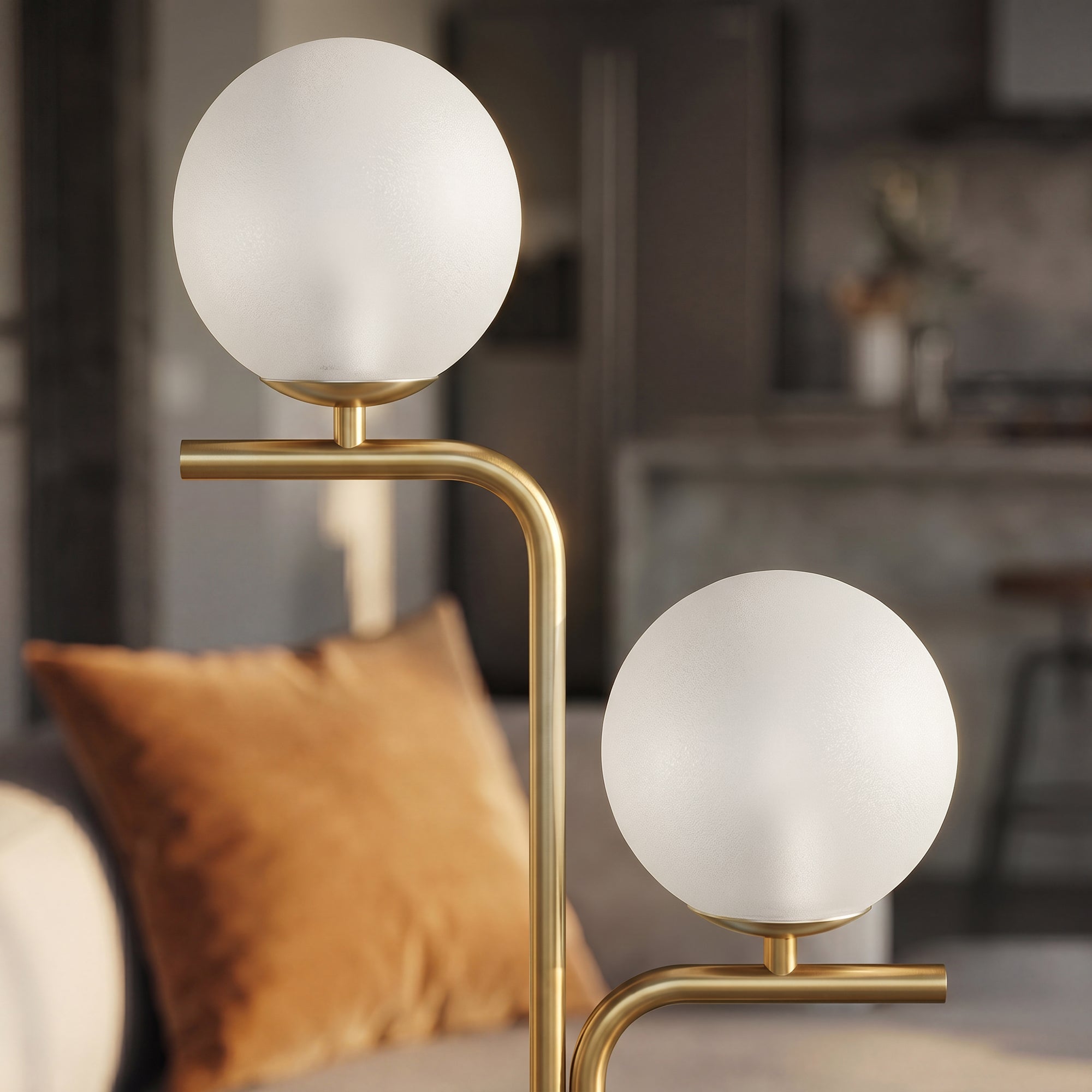 HOMCOM LED Floor Lamp, Modern Standing Lamp with 3 Colour Temperatures, Globe Glass Shades and Foot Switch, Gold Tone