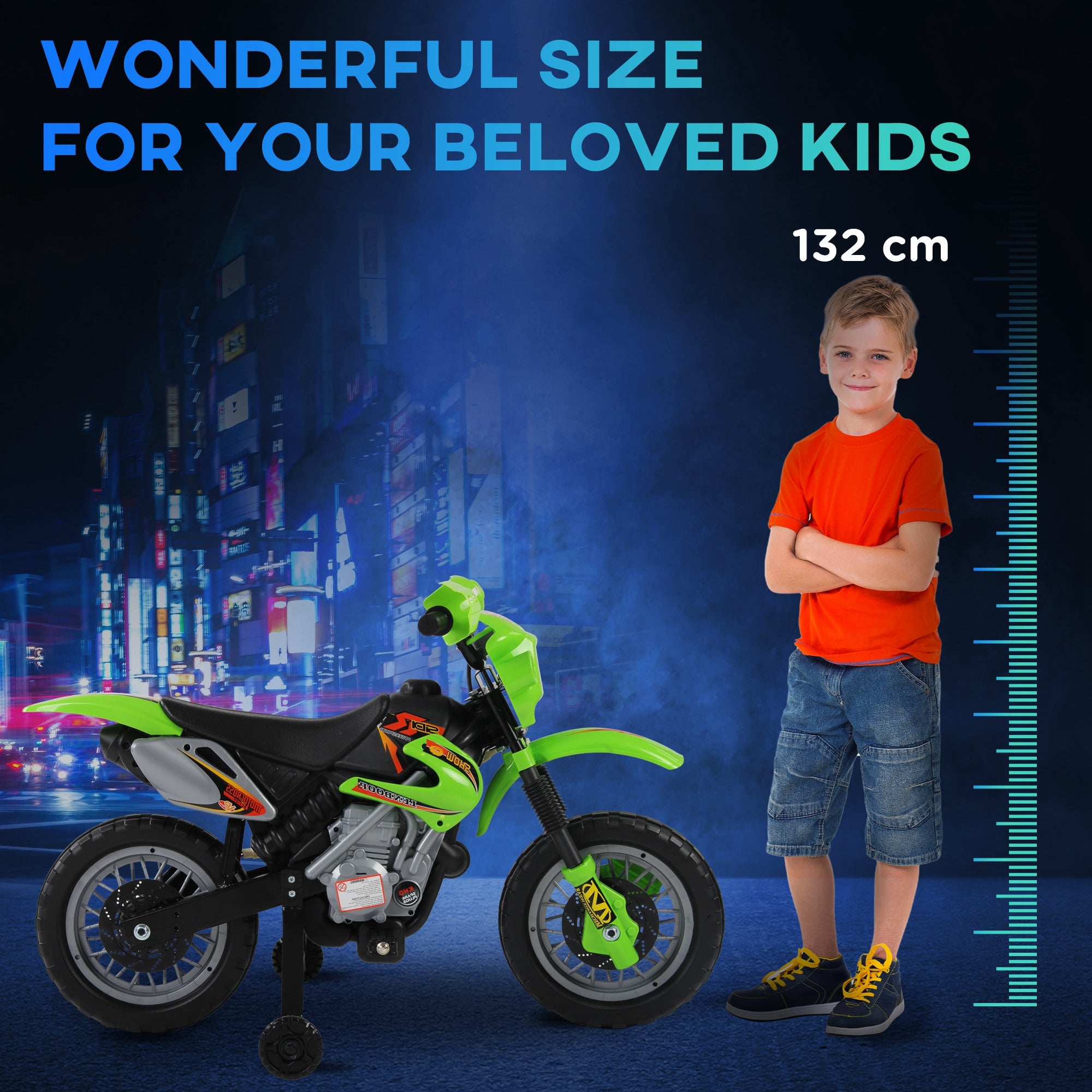 HOMCOM 6V Kids Child Electric Motorbike Ride on Motorcycle Scooter Children Toy Gift for 3-6 Years (Green) - North Peak Garden Furniture