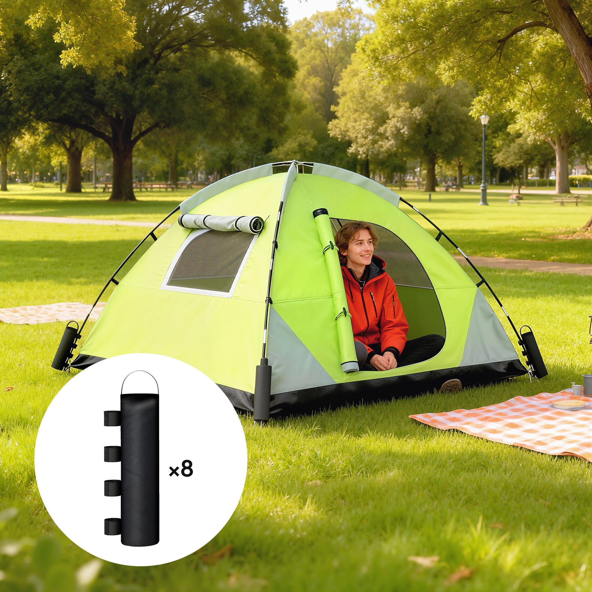 Outsunny 8 Pack Gazebo Sand Weights Bags, 40 kg 600D Heavy Duty Sand Bags Sandbags for Canopy Tent Legs, Without Sand, Black