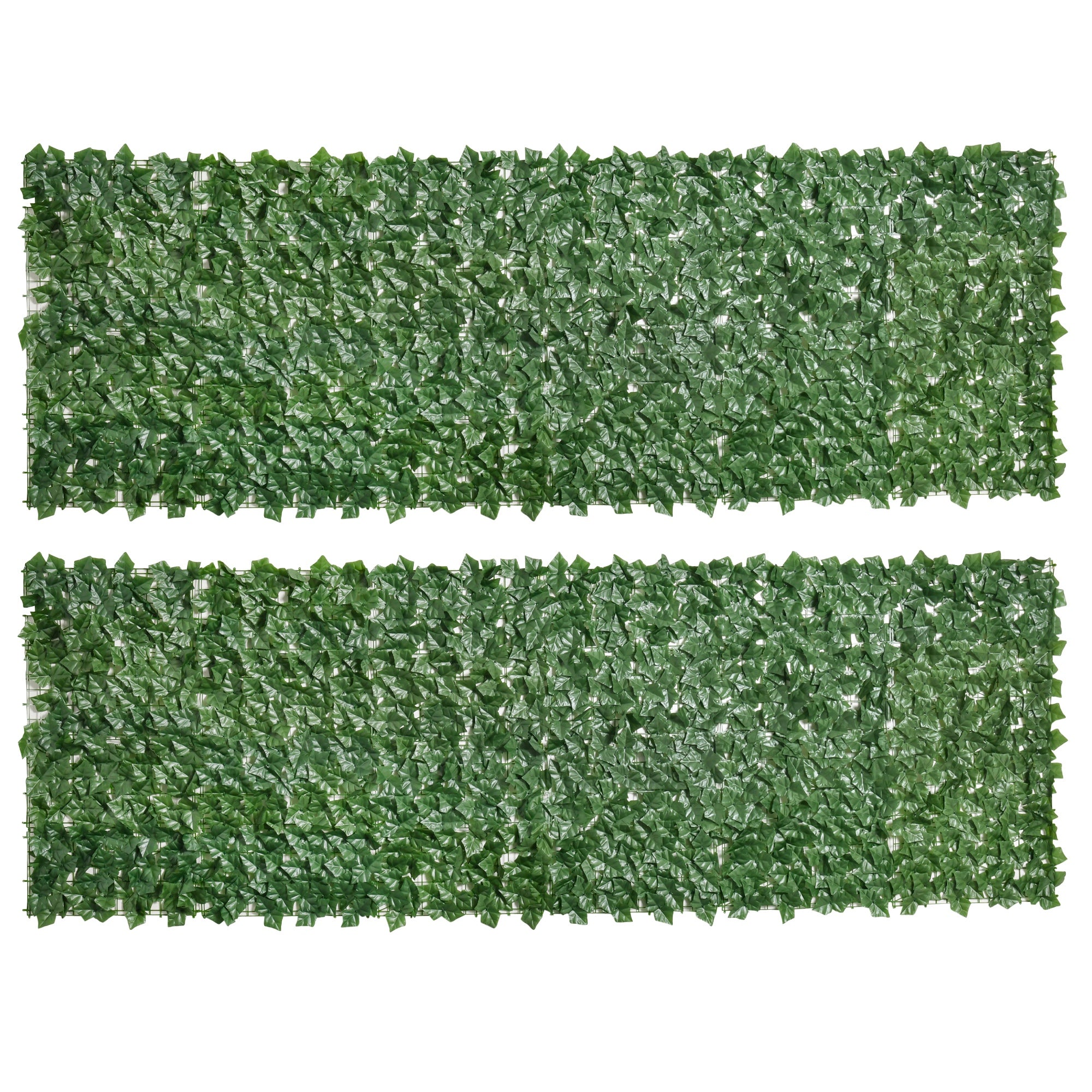 Outsunny 2-Piece Artificial Leaf Hedge Screen Privacy Fence Panel for Garden Outdoor Indoor Decor, Dark Green, 3M x 1M - North Peak Garden Furniture