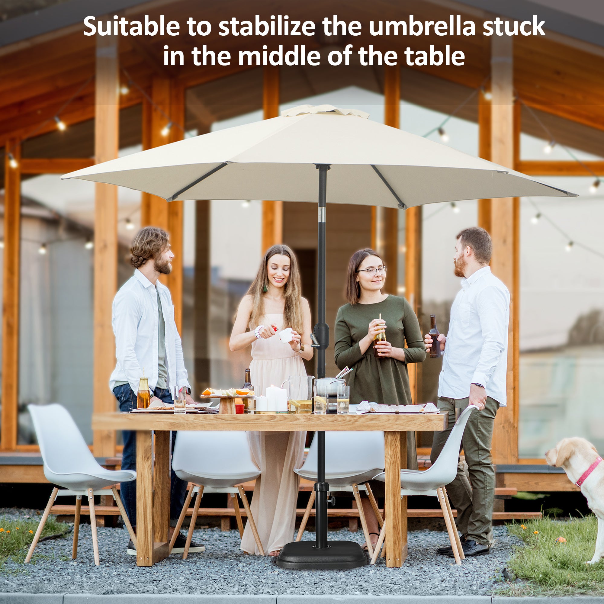 Outsunny 11kg Concrete Garden Parasol Base Holder, Square Outdoor Table Umbrella Stand Weight, Black - North Peak Garden Furniture