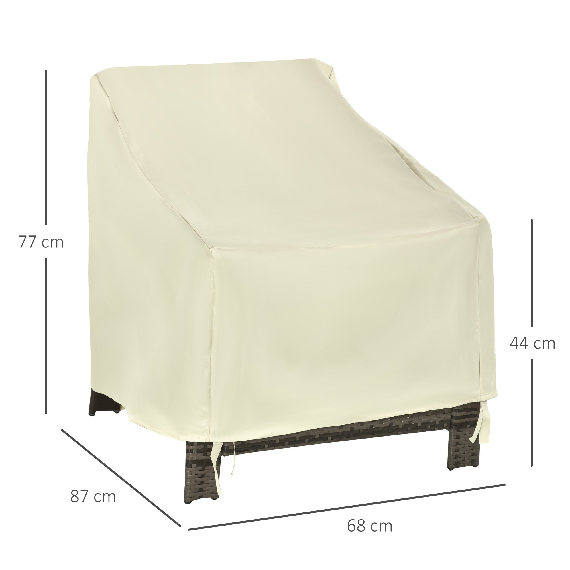 Outsunny 600D Oxford Cloth Furniture Cover Single Chair Garden Patio Outdoor Protector Waterproof 68x87x44-77cm