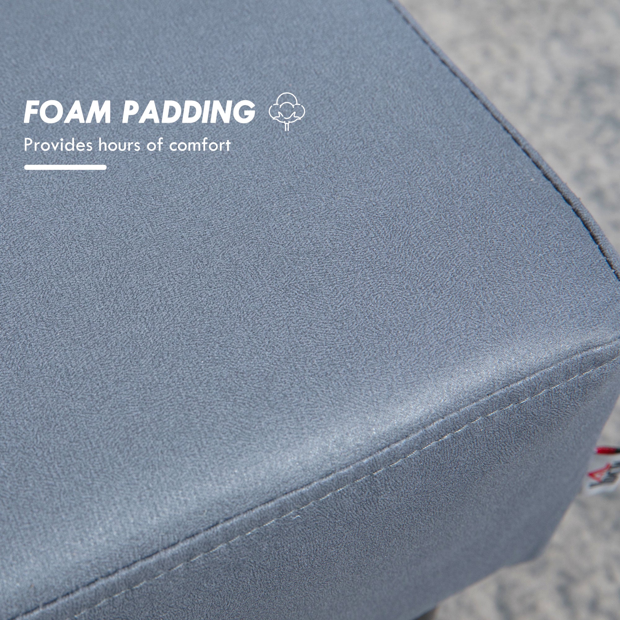 HOMCOM Microfiber Cloth Footstool Footrest Small Seat Foot Rest Chair Ottoman Home Office with Legs 40 x 30 x 24cm Grey - North Peak Garden Furniture