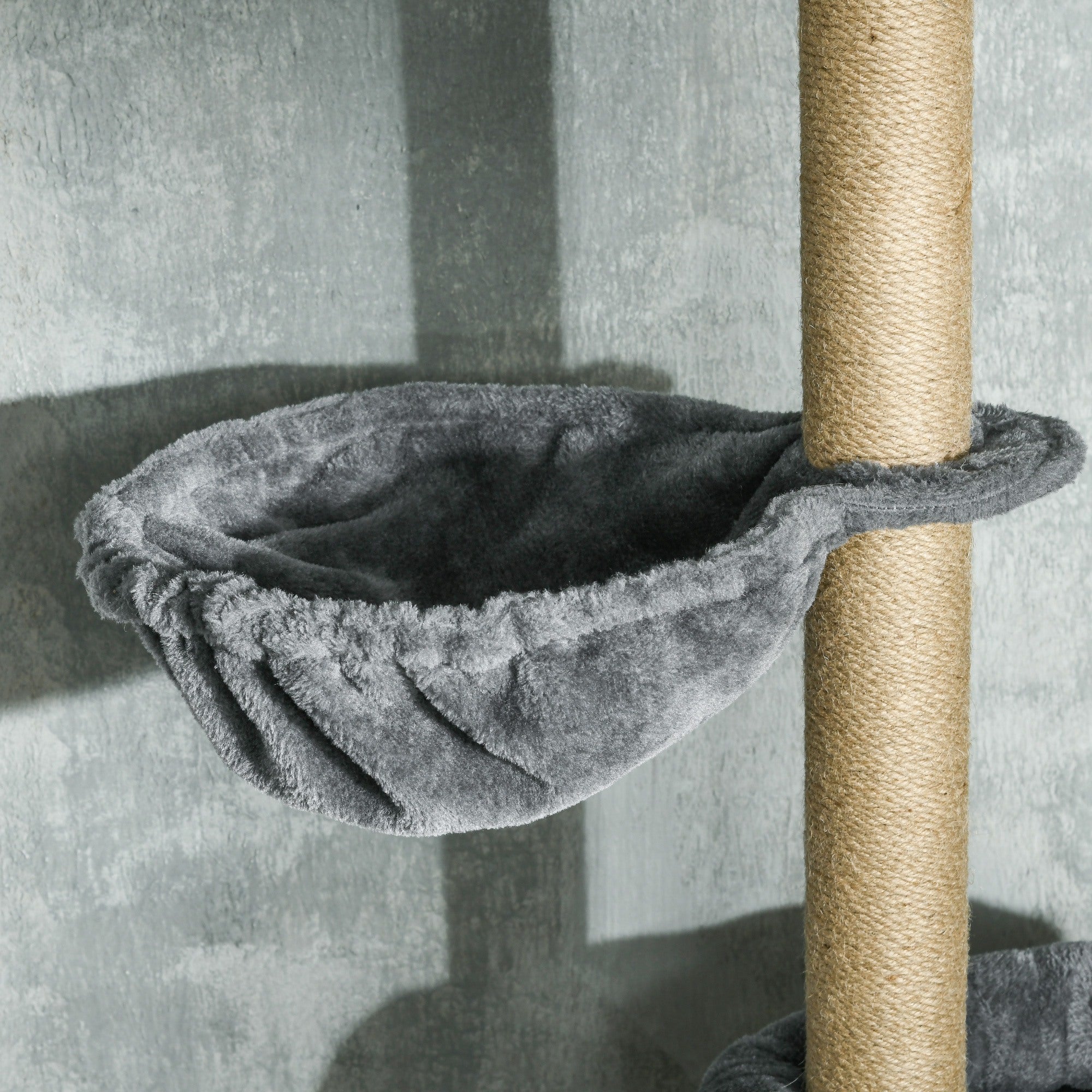 PawHut Floor to Ceiling Cat Tree for Indoor Cats, 6-Tier Play Tower Climbing Activity Center with Scratching Post, Platforms, Bed, Hammock, Adjustable Height 230-250cm, Grey - North Peak Garden Furniture