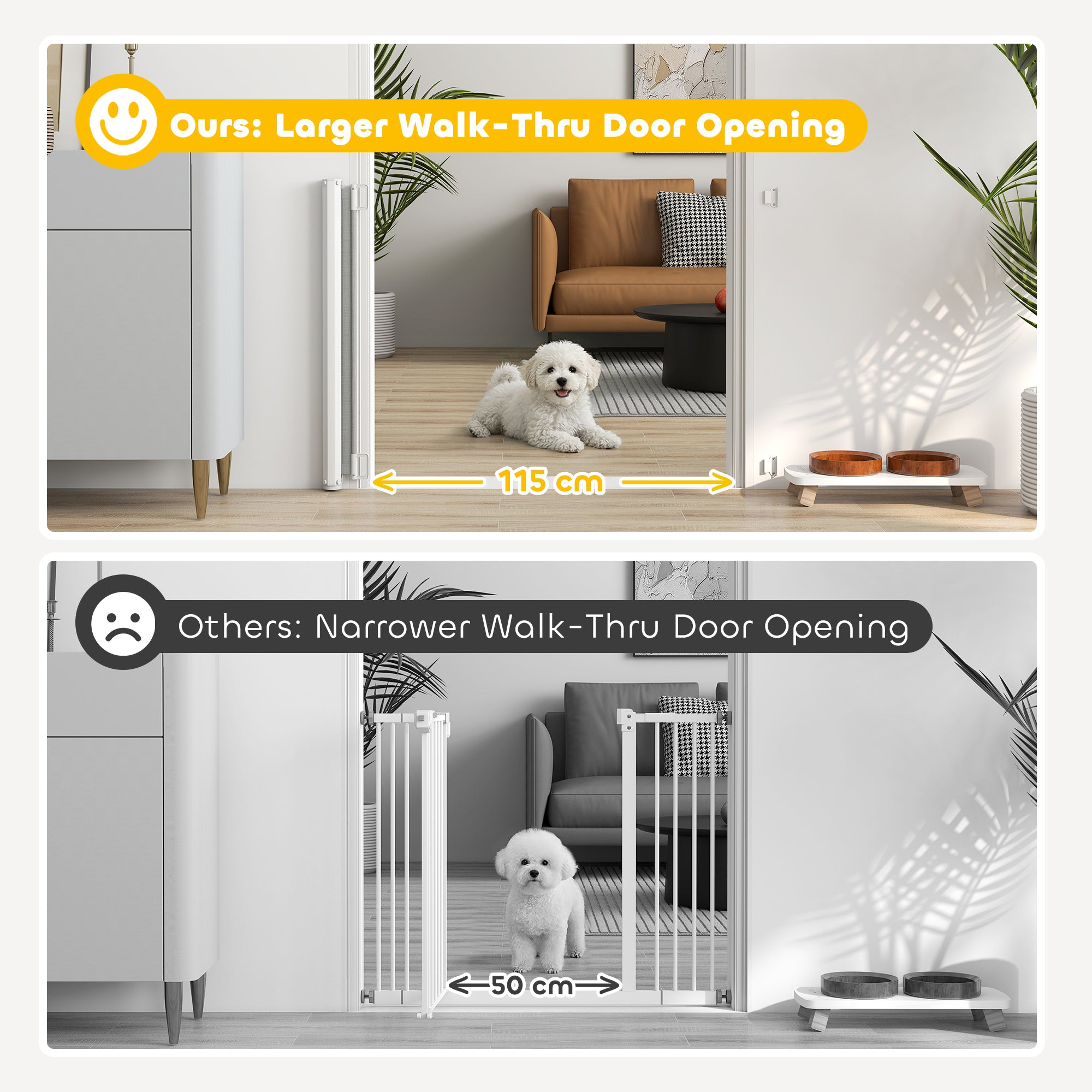 PawHut Retractable Safety Gate, Dog Pet Barrier, Folding Protector, for Home, Doorway, Stairs, 82.5H x 115Lcm - Grey