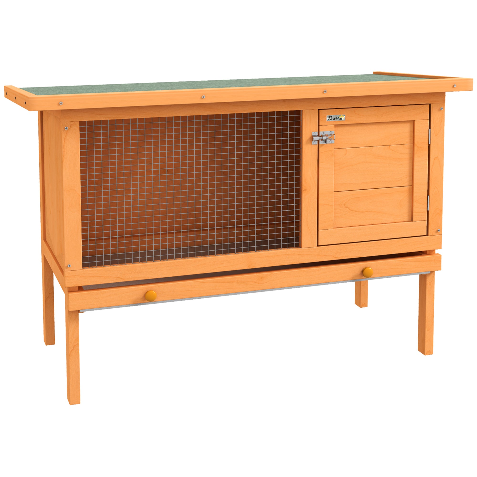 Pawhut Rabbit Hutch,90Lx45Wx65H cm-Fir Wood