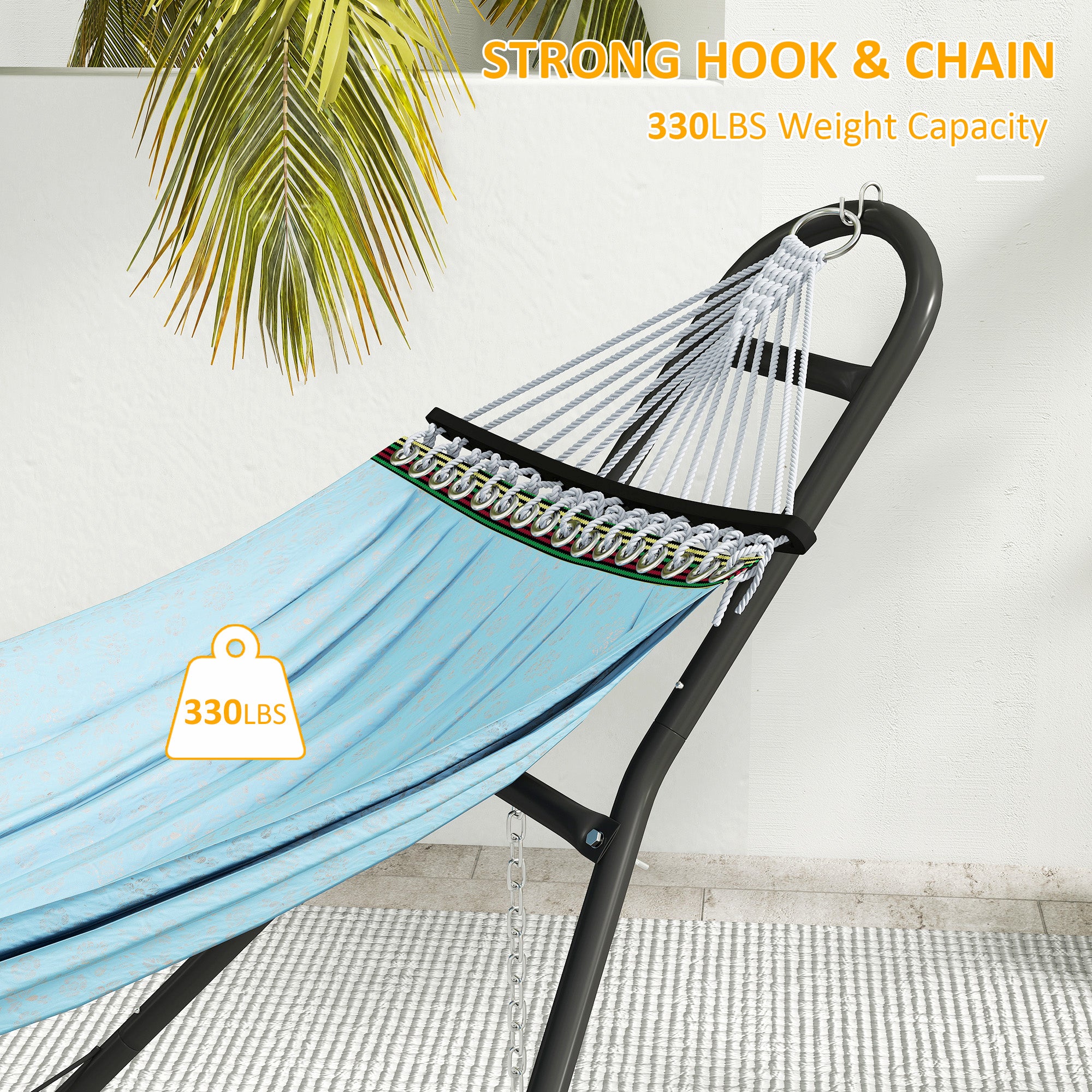 Outsunny 9ft Hammock Stand Adjustable Hammock Frame with Non-Slip Feet for Indoor Outdoor, 250 kg Capacity, Black
