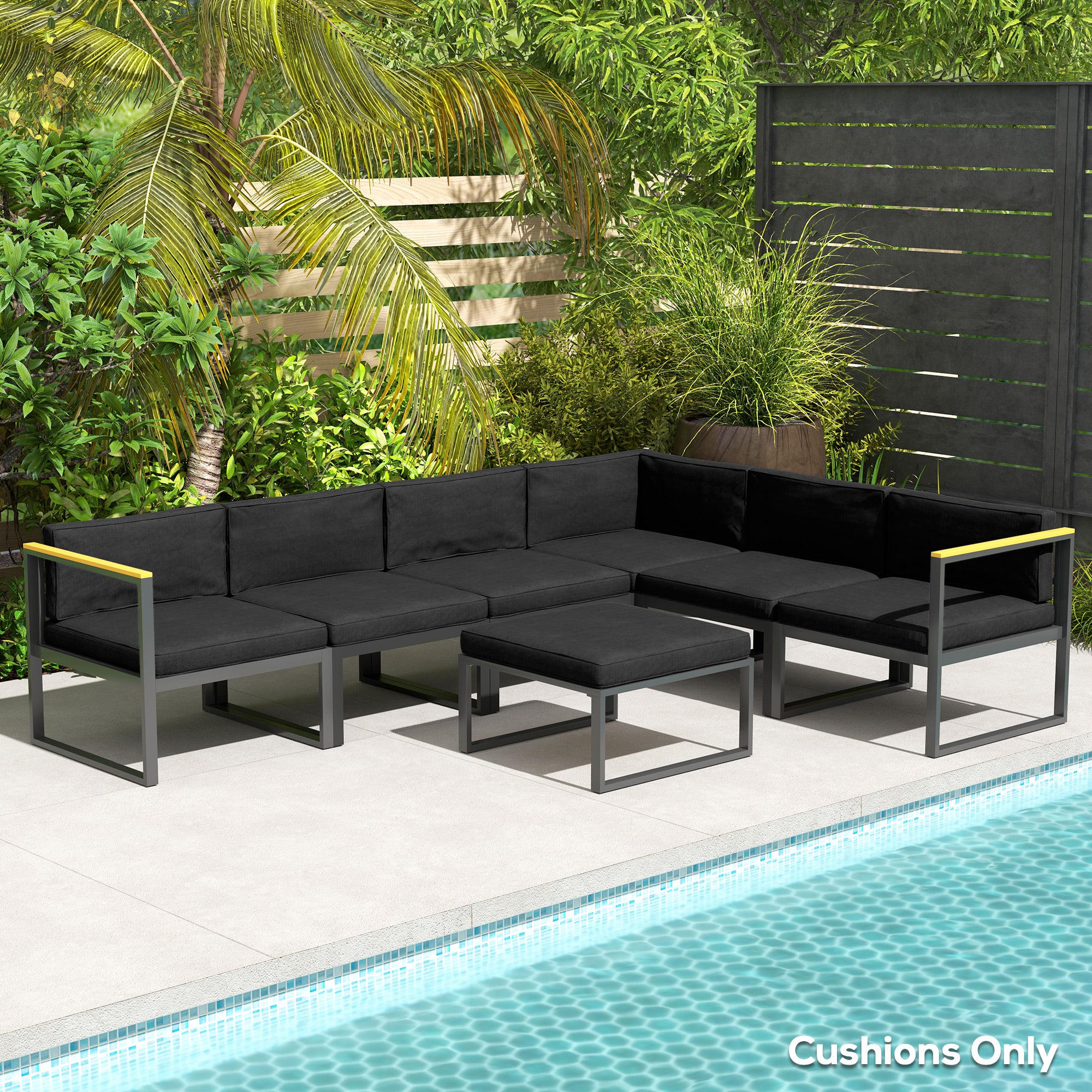 Outsunny Replacement Cushions for Rattan Furniture, 14 Piece Outdoor Seat Cushion Pad for Patio Conversation Set, 7 Seat Cushions and 7 Back Cushions, Black - North Peak Garden Furniture