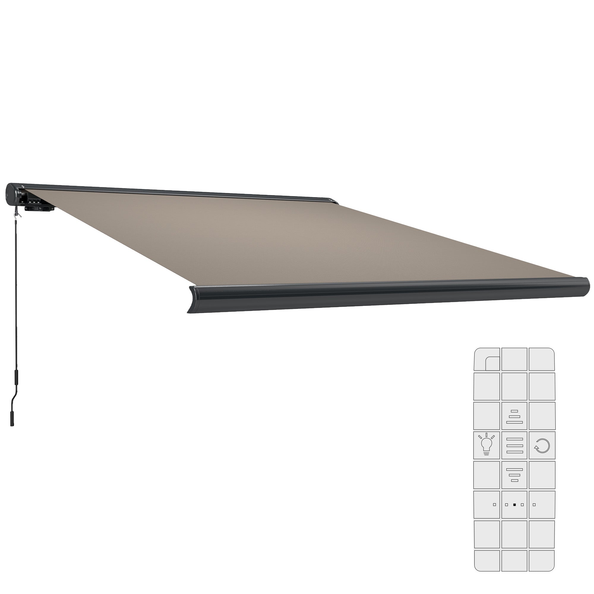 Outsunny 3 x 2.5 m Electric Awning with Remote Controller, Aluminium Frame DIY Retractable Awning, UV50+ Sun Shade Canopy for Garden Patio Deck Door Window, Light Grey - North Peak Garden Furniture