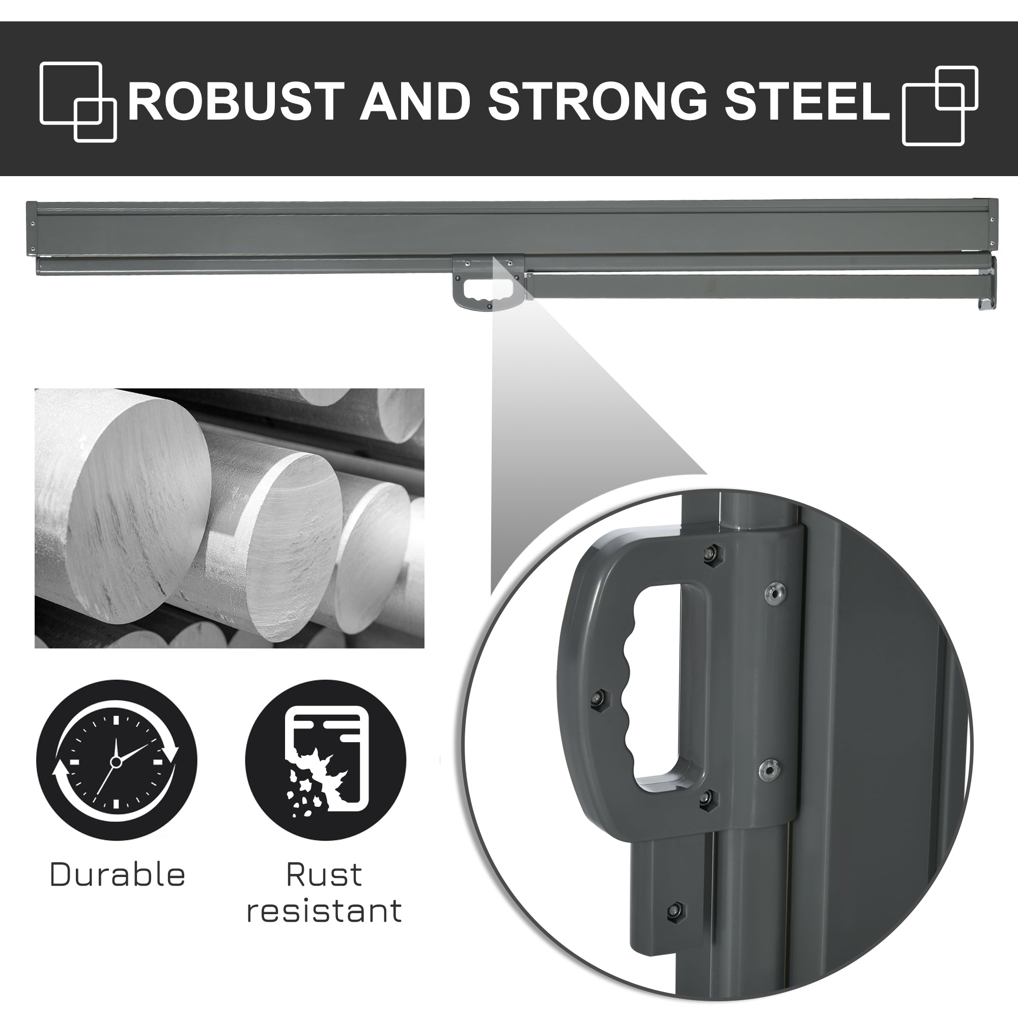 Outsunny Retractable Sun Side Awning Screen Fence Patio Garden Wall Balcony Screening Panel Outdoor Blind Privacy Divider (3x1.6M, Grey) - North Peak Garden Furniture