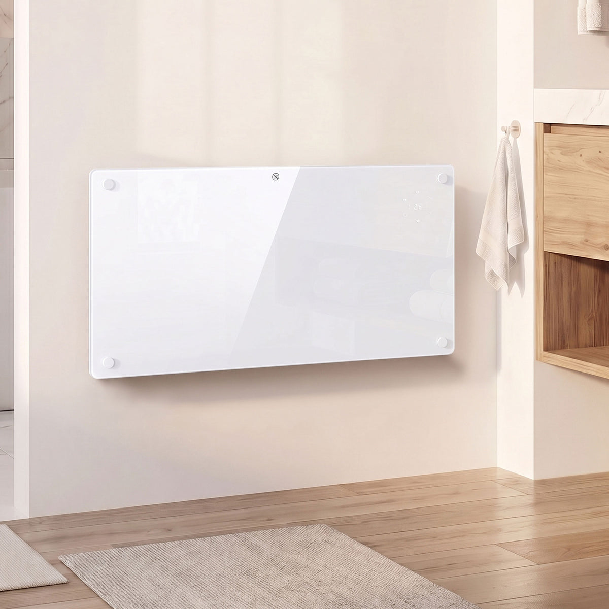 HOMCOM 1500W Smart Panel Heater Wall Mounted & Freestanding, Electric Heater with Weekly Timer, Open Window & Anti-Frost, White