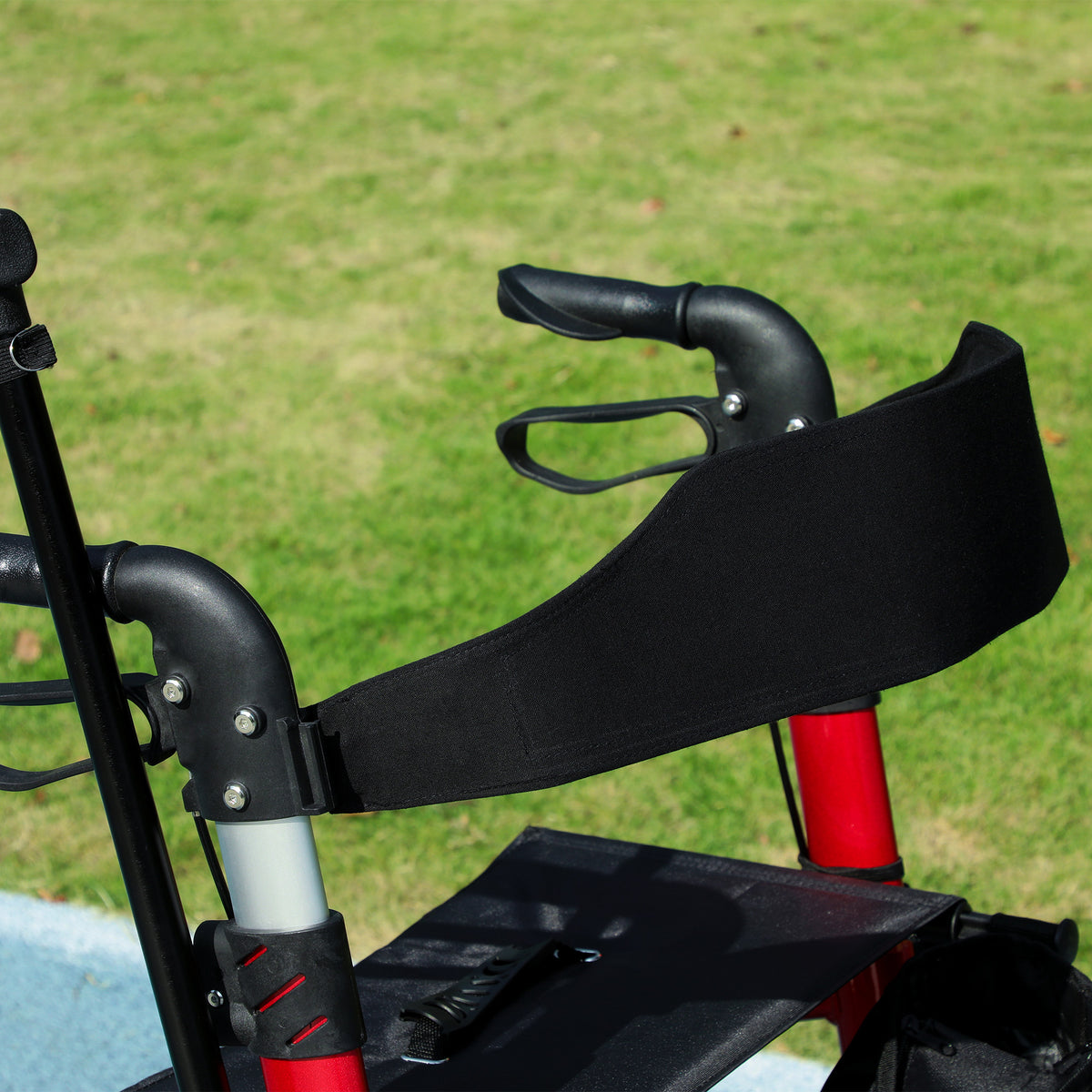 HOMCOM Lightweight Walking Frame, Folding Rollator Walker with Seat and Backrest, Red