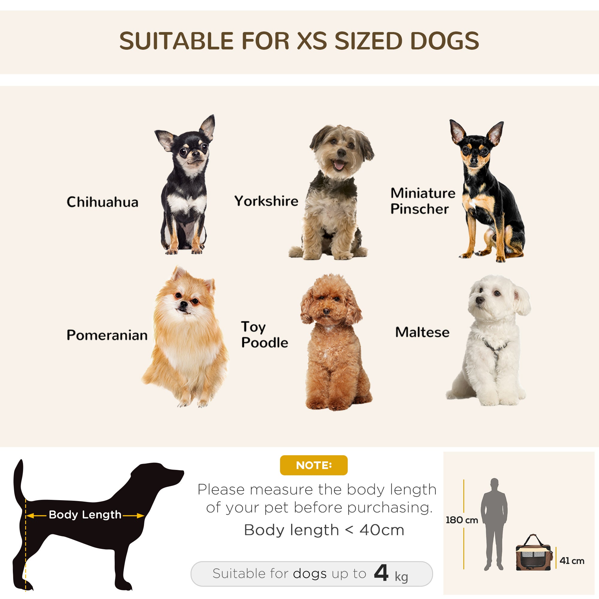 PawHut 60cm Foldable Pet Carrier, with Cushion, for Mini Dogs and Cats - Brown - North Peak Garden Furniture