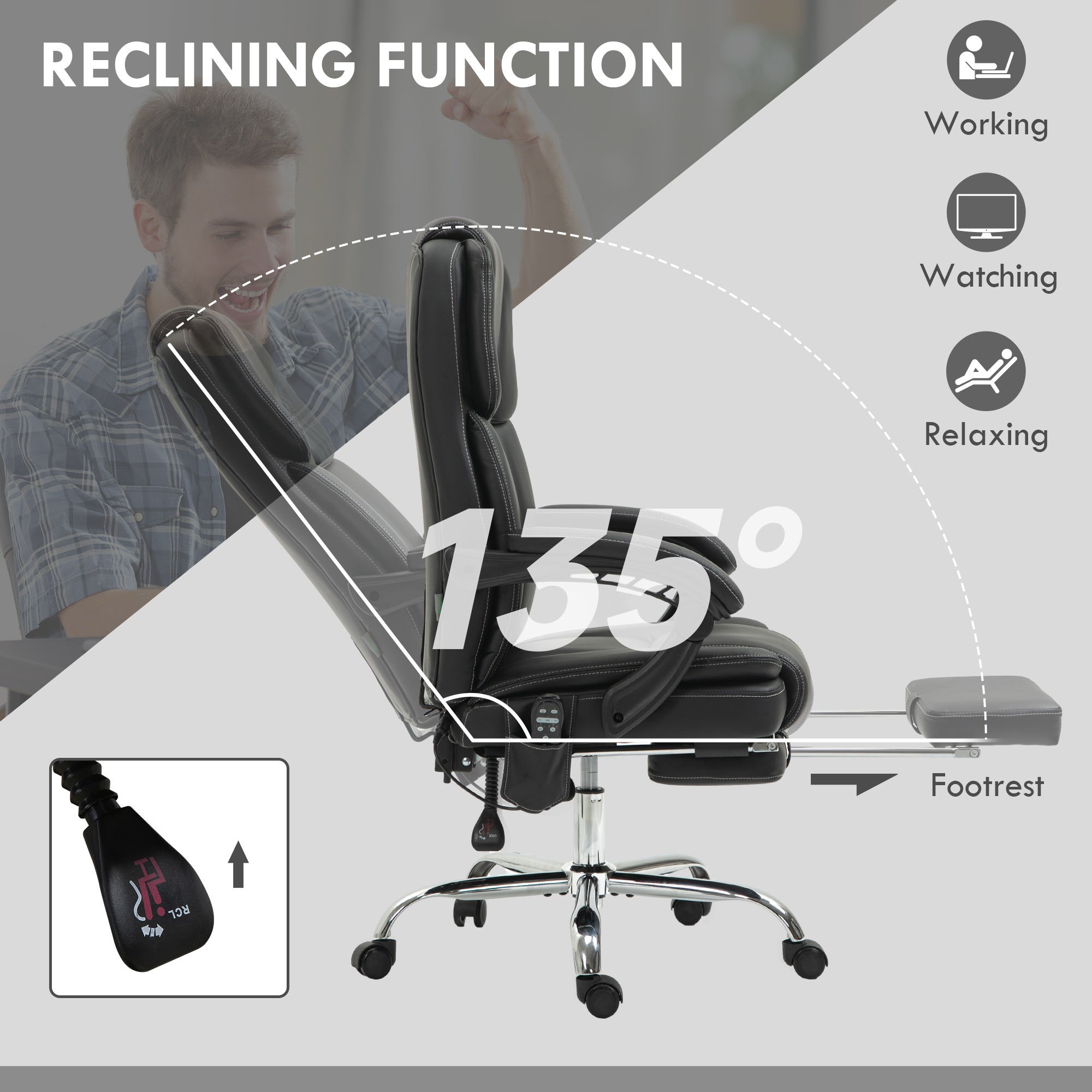 Vinsetto Six Point Vibrating Massage Office Chair - Black - North Peak Garden Furniture