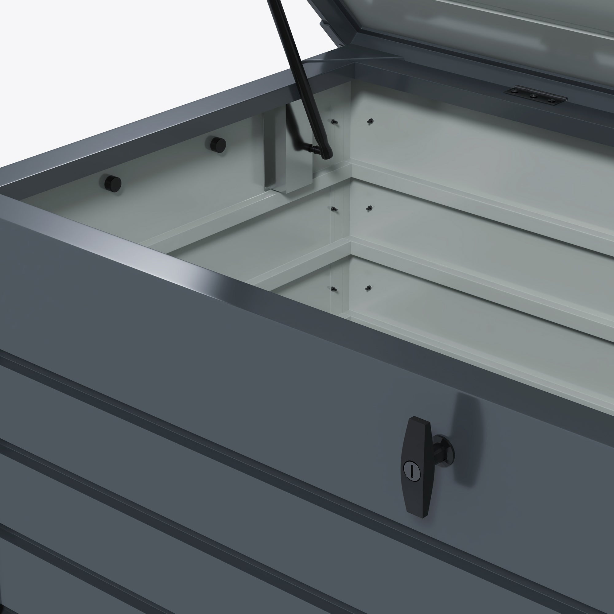 Outsunny 311L Galvanised Steel Garden Storage Box, with Lock - Dark Grey - North Peak Garden Furniture
