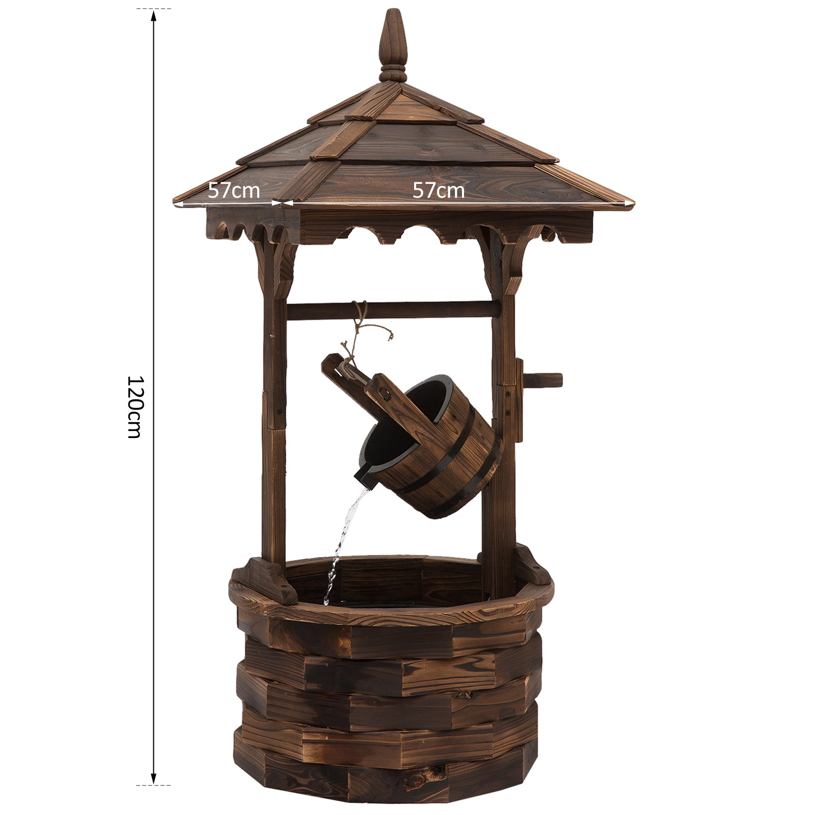 Outsunny Fir Wood Outdoor Garden Décor Wishing Well Waterfall