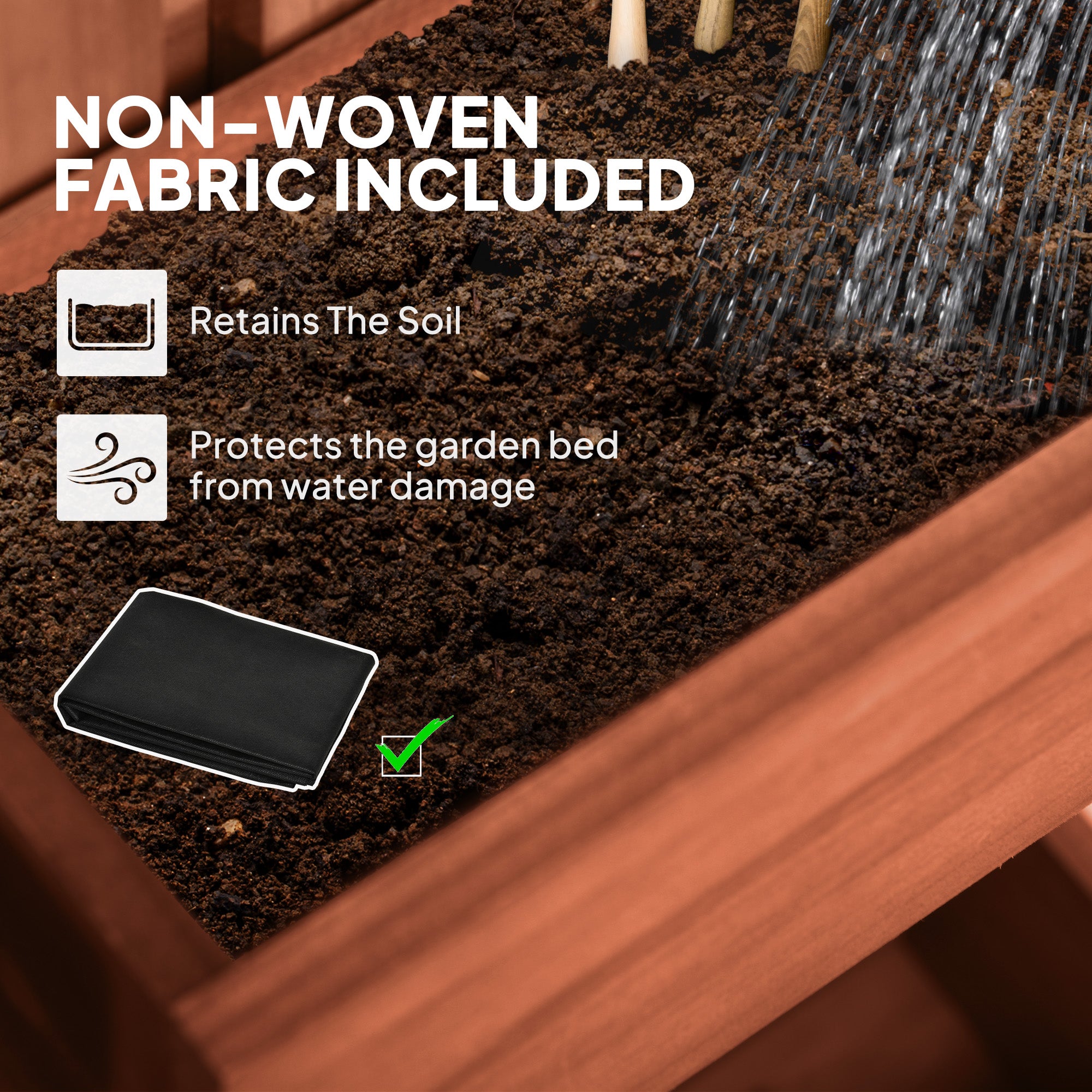 Outsunny Wall-mounted Wooden Garden Planters with Trellis, Drainage Holes and 3 Planter Boxes for Patio, Brown - North Peak Garden Furniture