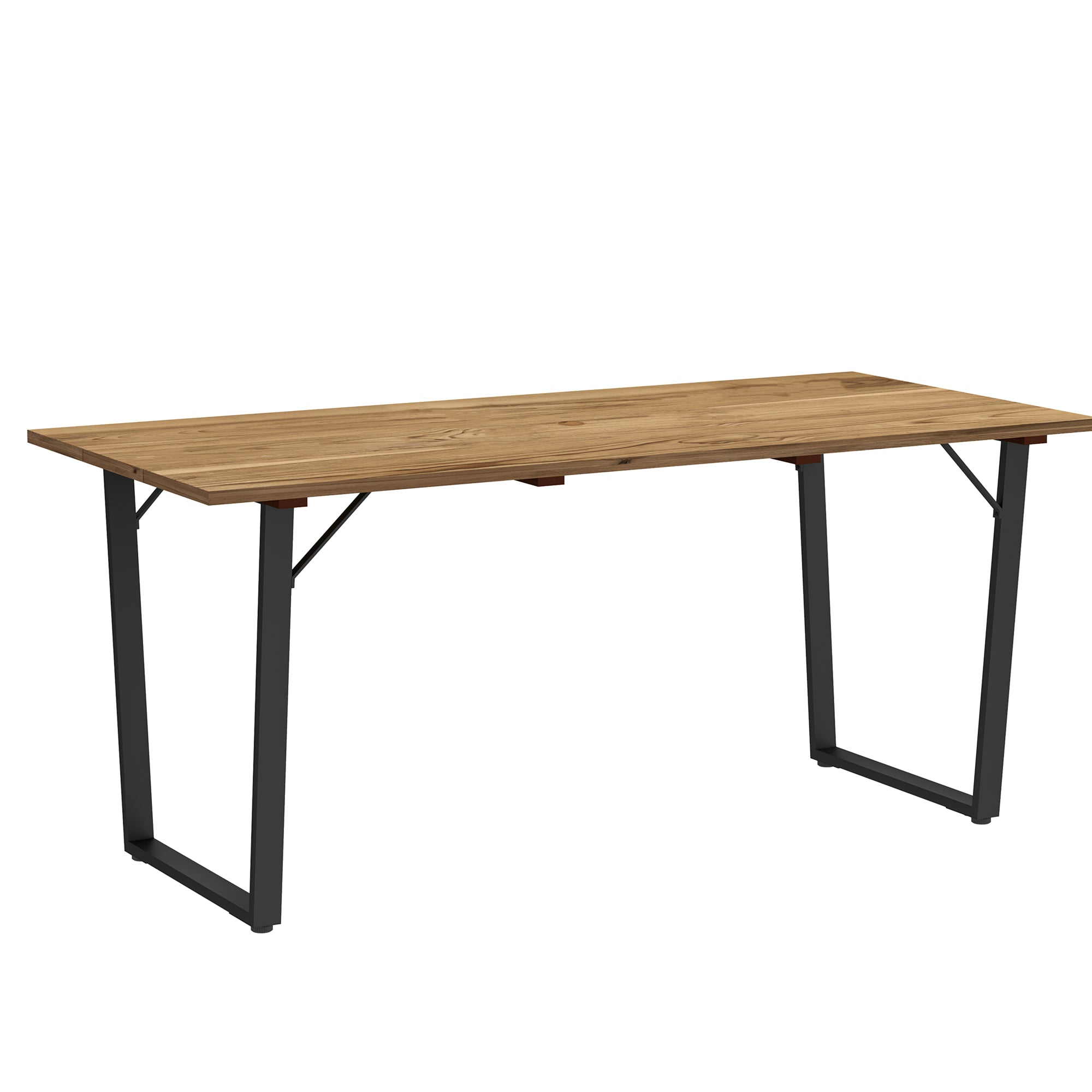 Outsunny Garden Table for 6, 175 x 80 cm Large Rectangle Outdoor Dining Table with 5cm Parasol Hole and Slatted Top, Weather Resistant Fir Wood Patio Table for Balcony, Terrace, Brown - North Peak Garden Furniture