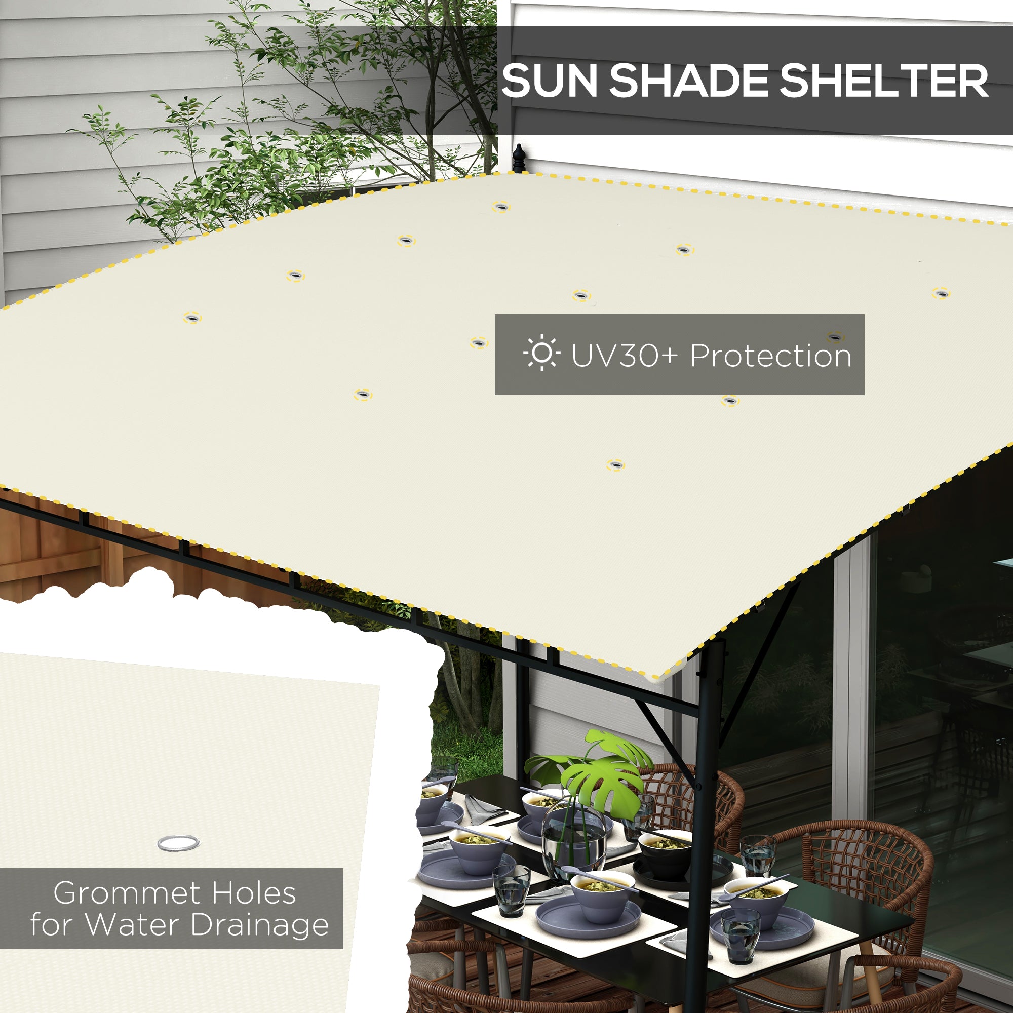 Outsunny 3 x 4m Metal Frame Pergola - Cream - North Peak Garden Furniture