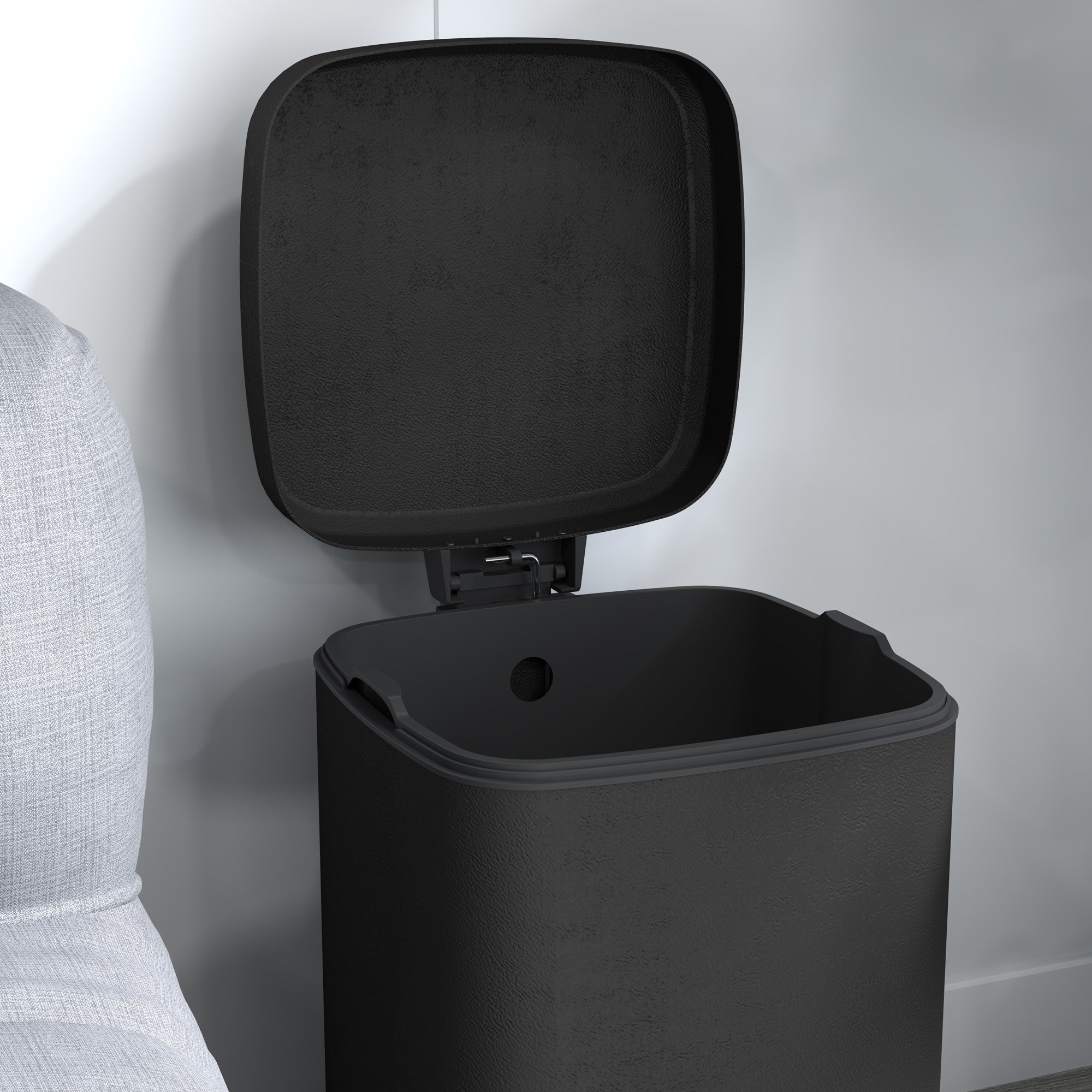 HOMCOM 20L Modern Boxy Metal Home Kitchen Bin - Black - North Peak Garden Furniture