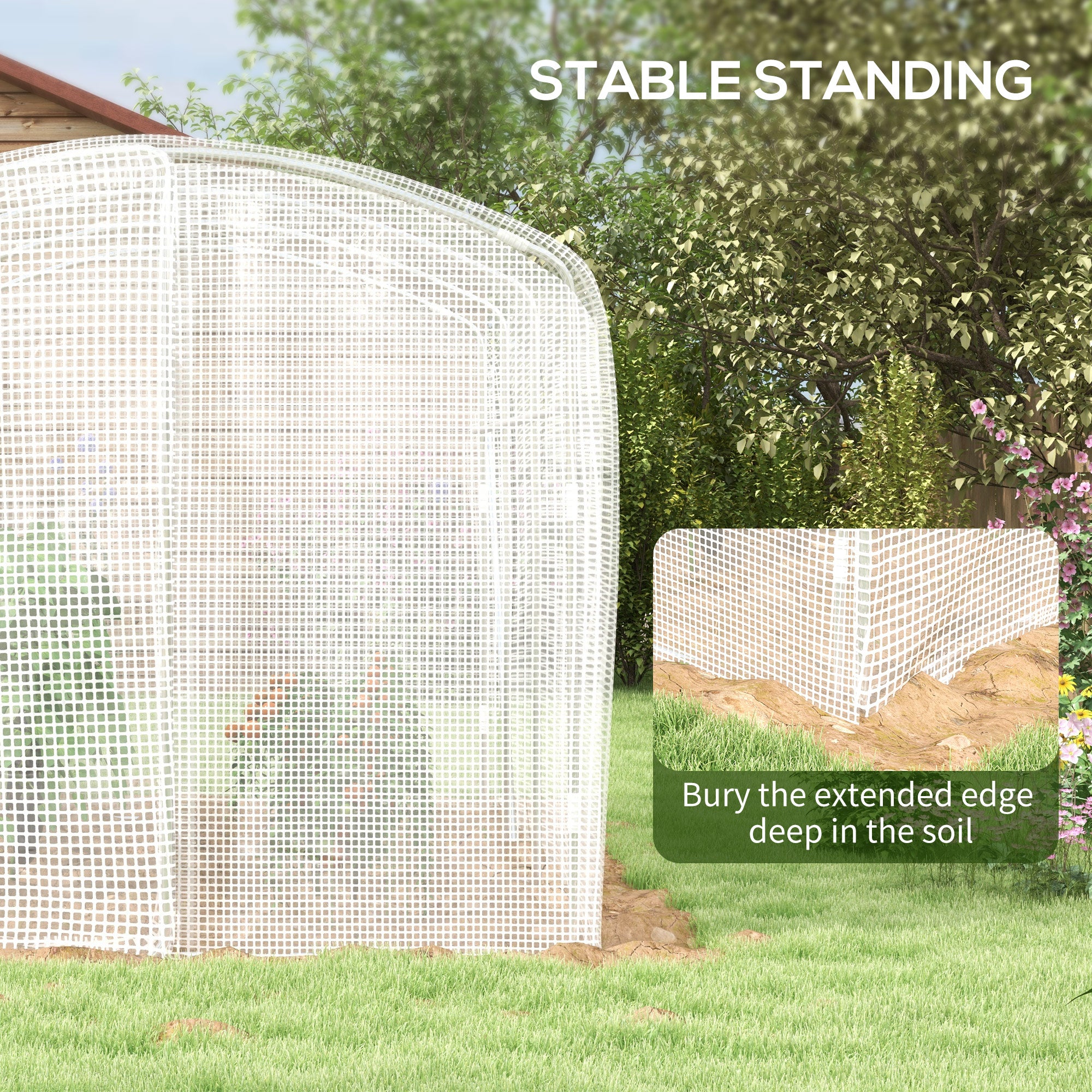 Outsunny Polytunnel Greenhouse Walk-in Grow House with UV-resistant PE Cover, Door and Galvanised Steel Frame, 2 x 2 x 2m, White - North Peak Garden Furniture