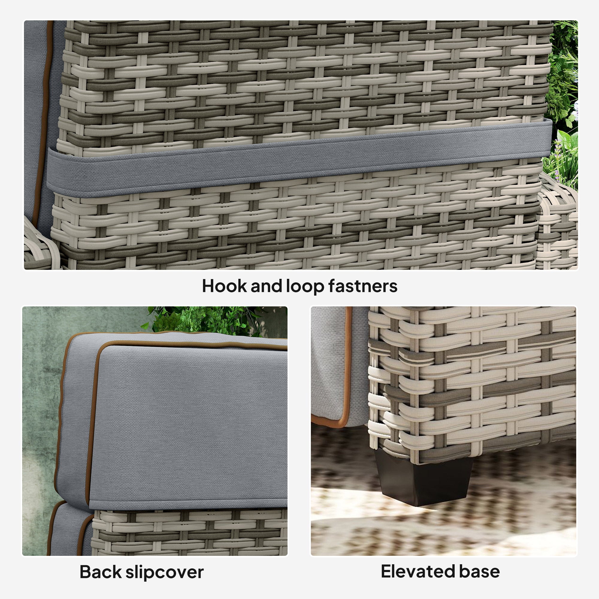 Outsunny 145° Reclining Rattan Armchair, with Footrest - Mixed Grey/Grey