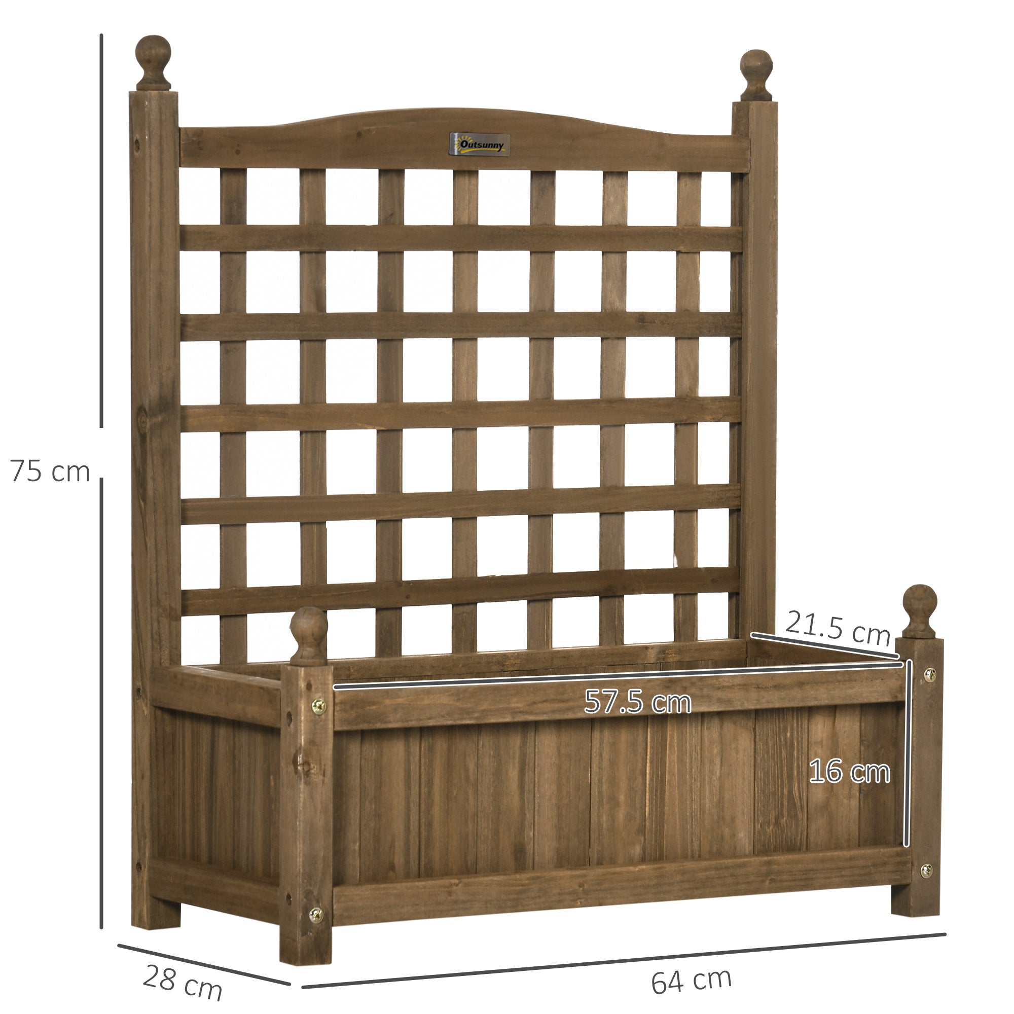 Outsunny Garden Planters with Trellis for Climbing Vines, Wood Raised Beds for Garden, Flower Pot, Indoor Outdoor, Brown - North Peak Garden Furniture