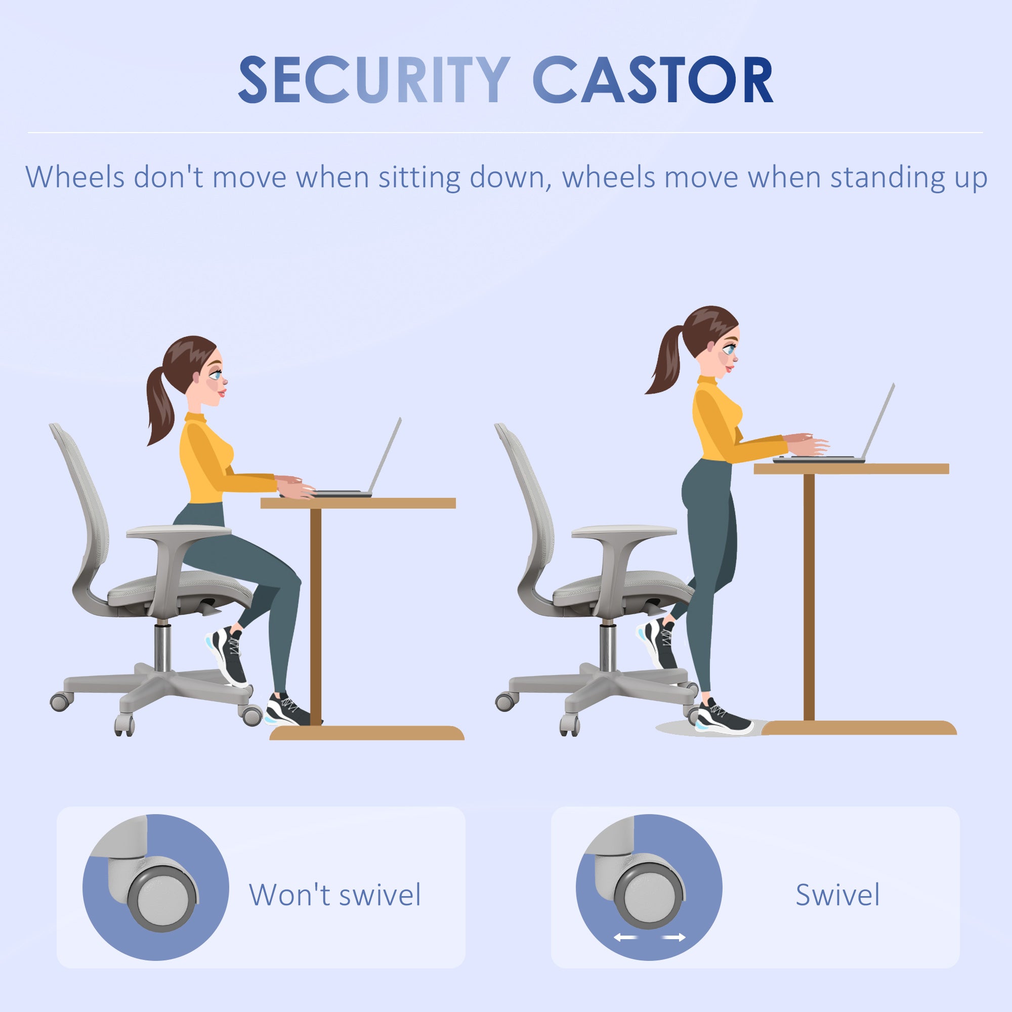 Vinsetto Office Chair, Breathable Mesh Swivel Desk Chair with Adjustable Height and 360° Swivel Security Wheels for Home Office, Study, Grey - North Peak Garden Furniture