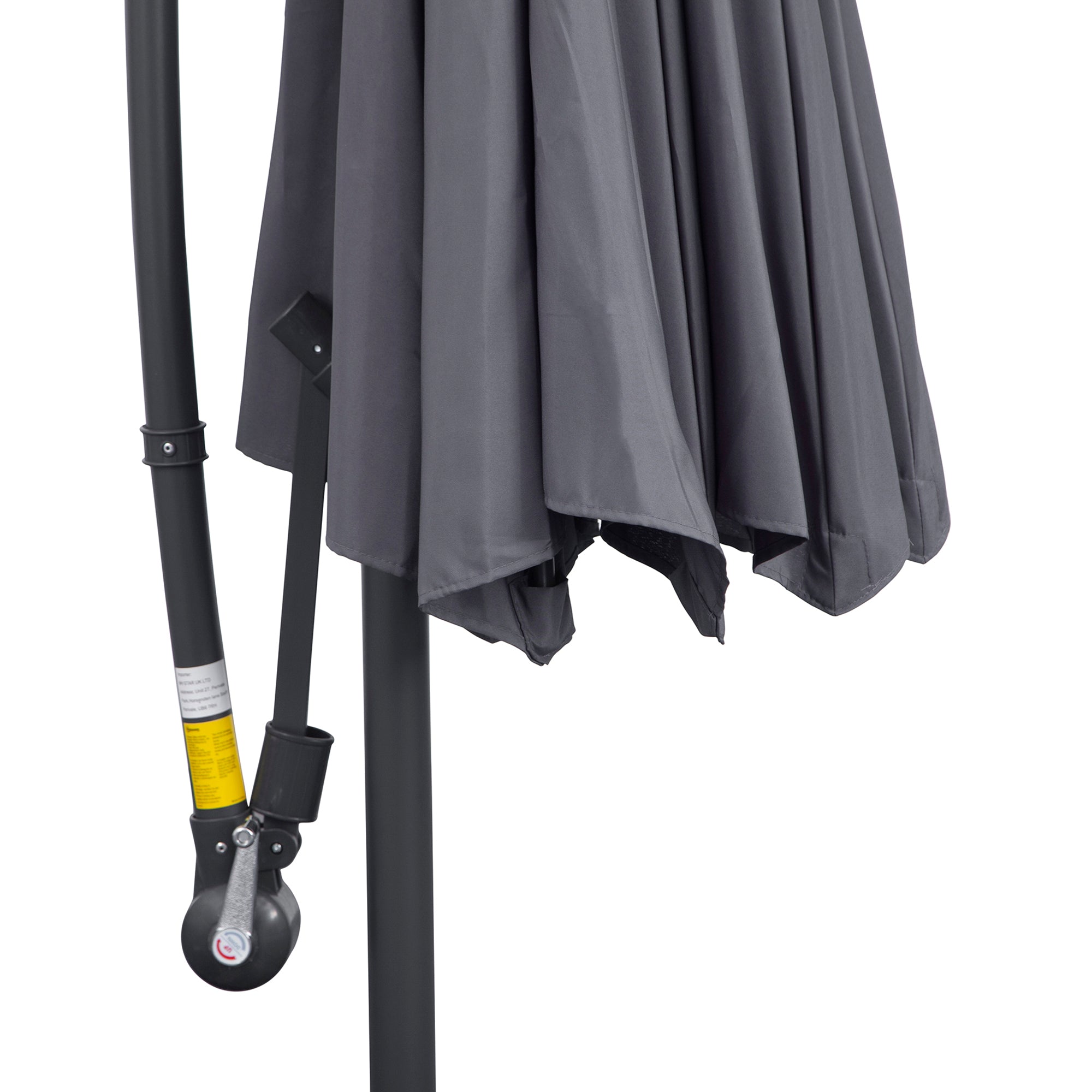 Outsunny 3(m) Garden Parasol Sun Shade Patio Banana Hanging Umbrella Cantilever with Crank Handle and Cross Base Grey - North Peak Garden Furniture