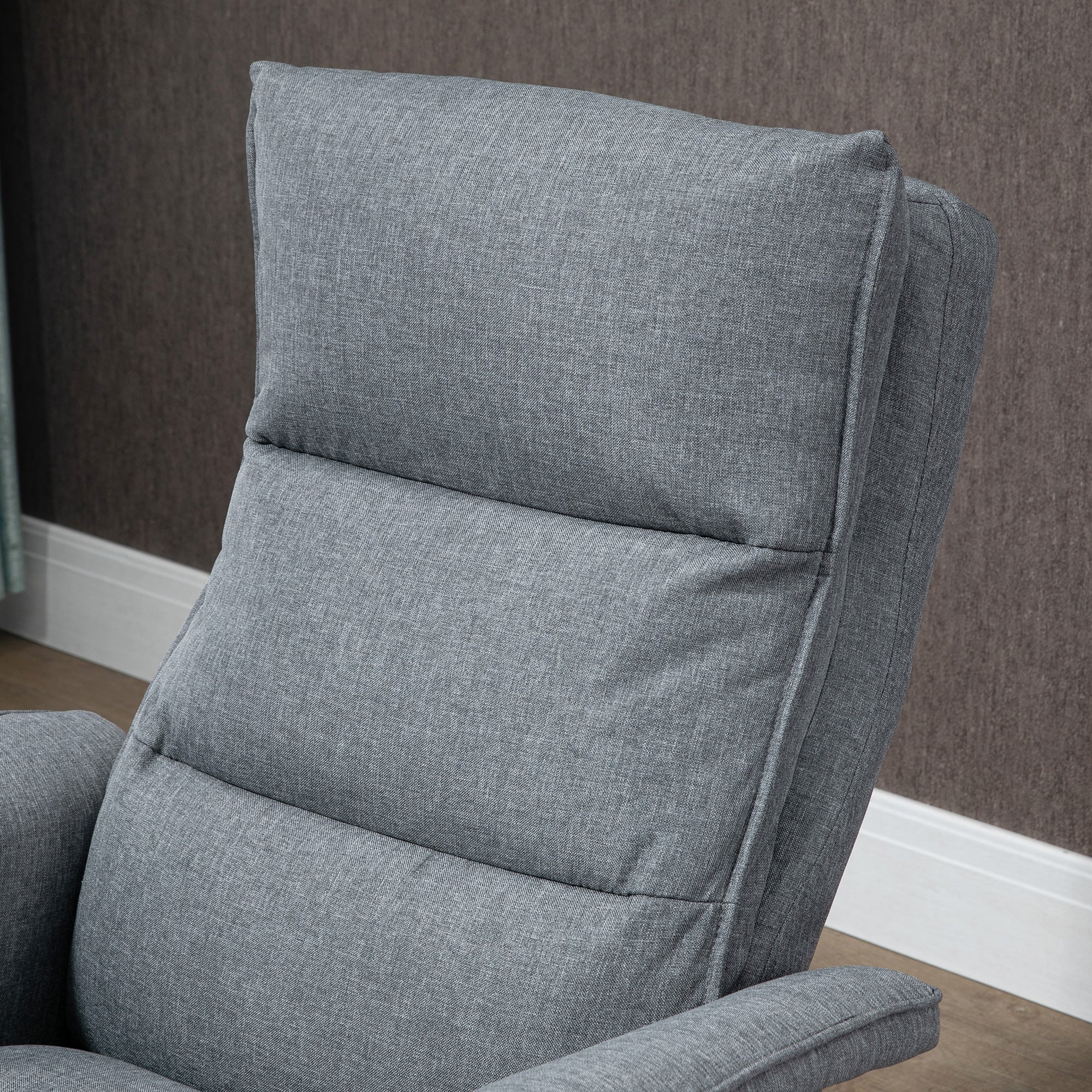 HOMCOM Swivel Recliner Chair and Footstool, Upholstered Massage Recliner Armchair with Remote Control, Timer and Steel Base, Grey - North Peak Garden Furniture