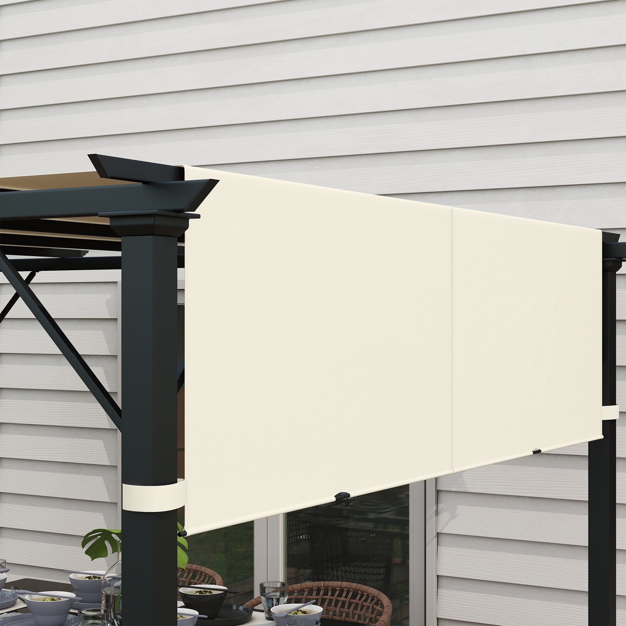 Outsunny 2 Pcs UV Protection Pergola Replacement Canopy, Pergola Shade Cover, Easy to Install, for 3 x 3(m) Pergola, Cream White - North Peak Garden Furniture