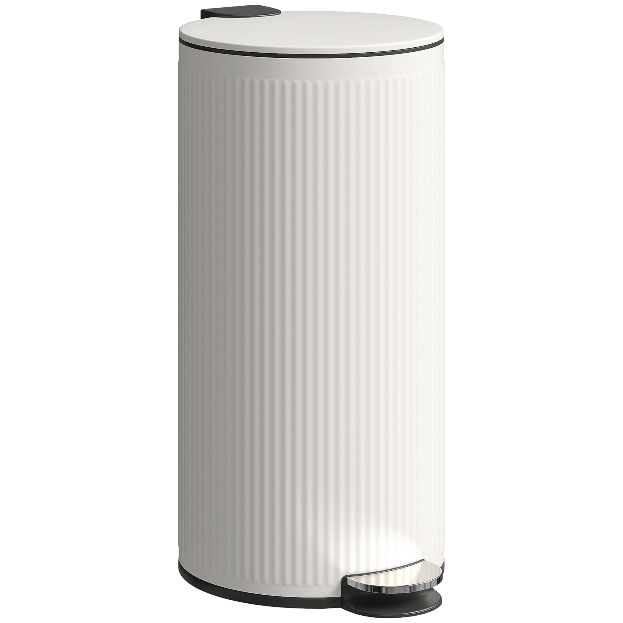 HOMCOM Kitchen Bin, 30 Litre Pedal Rubbish Bin with Removable Bucket, Cream